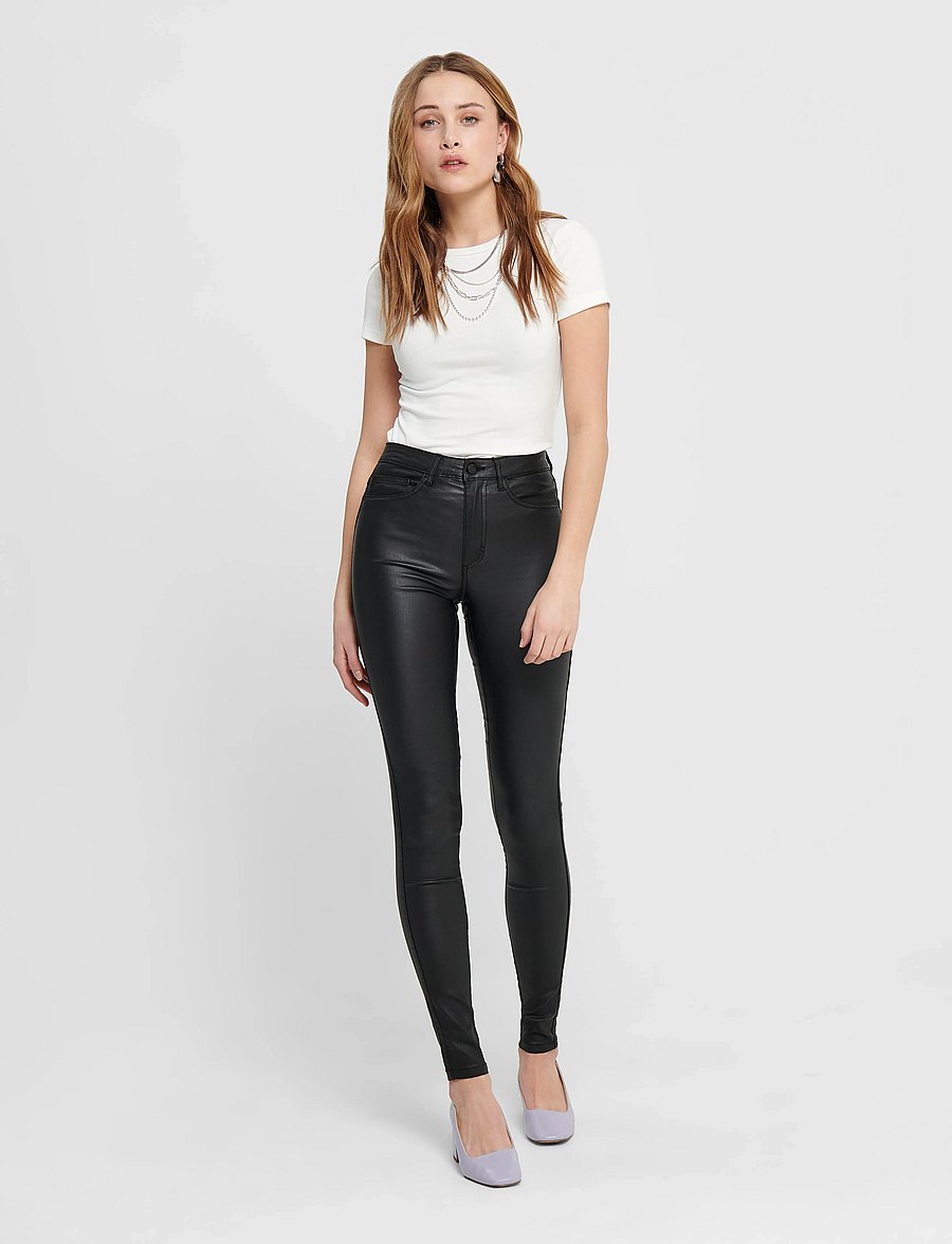 ONLY - ONLROYAL LIFE HW SK ROCK COATED PIM NOOS - lederhosen - black - 4