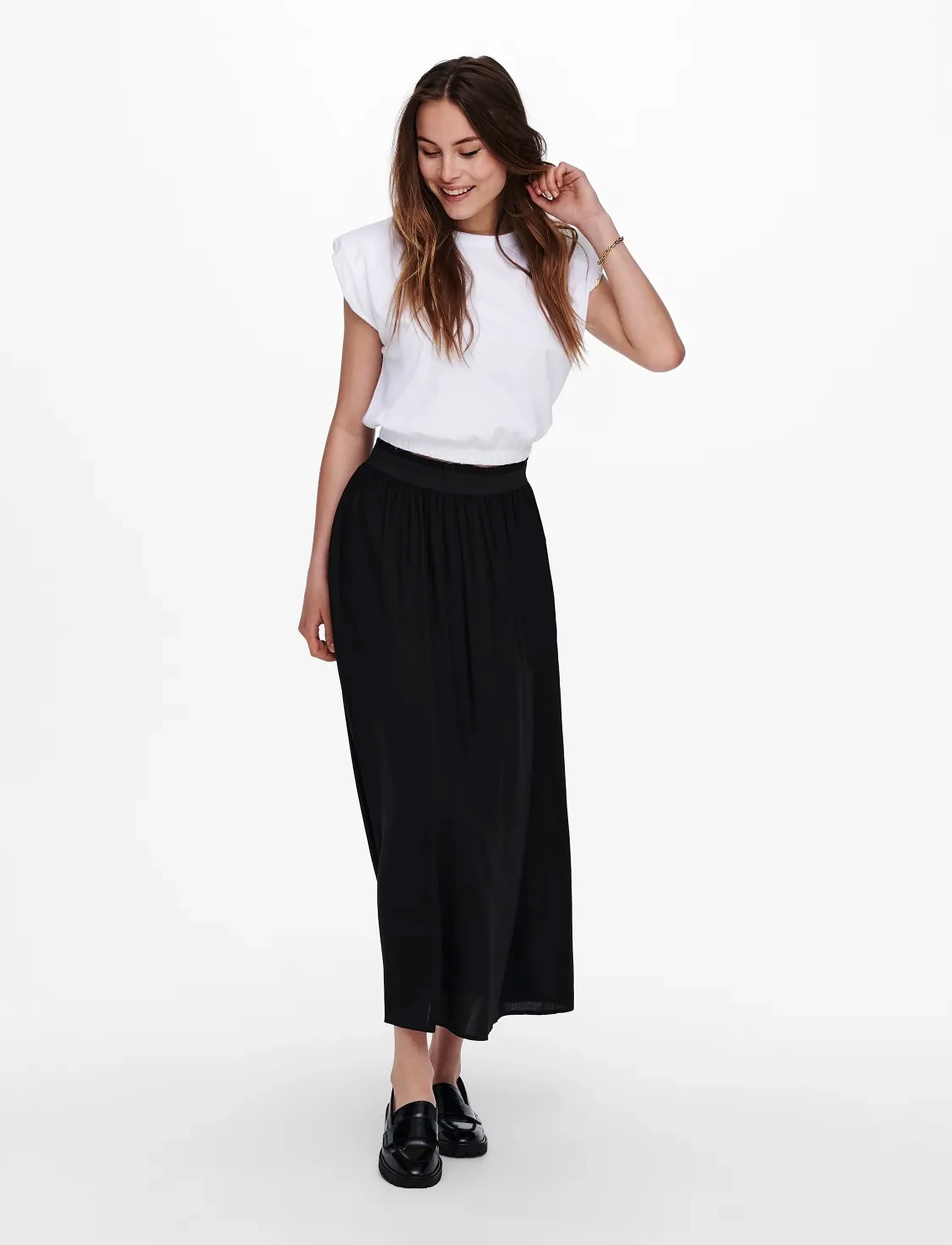 ONLY - ONLVENEDIG LIFE LONG SKIRT WVN NOOS - jupes longues - black - 5