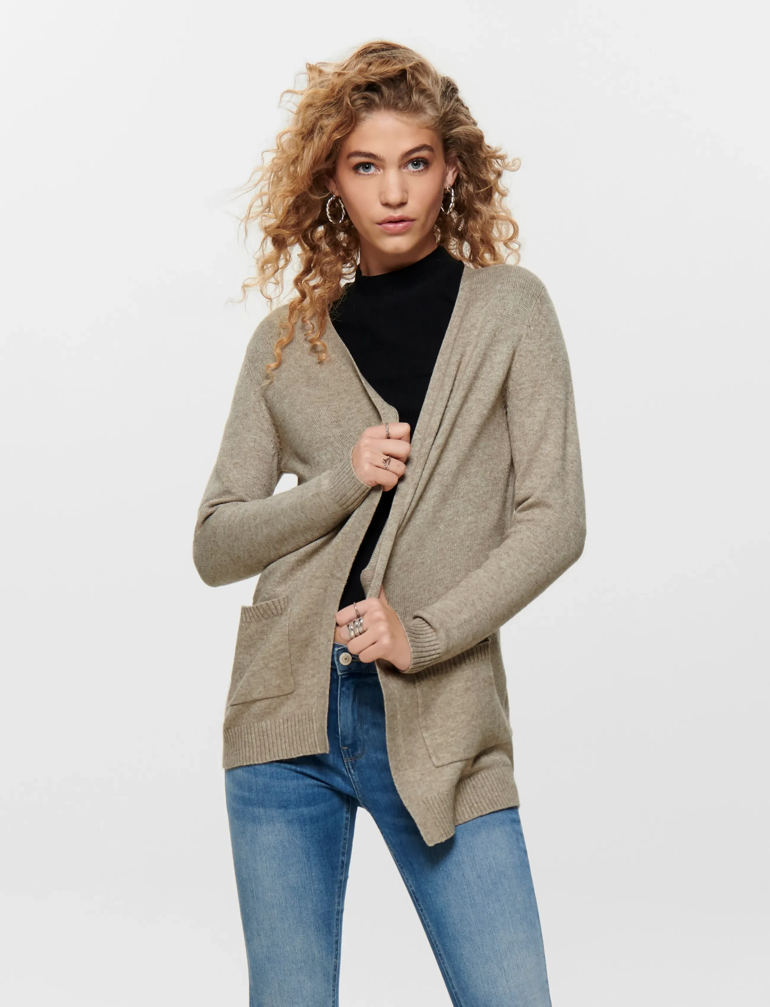 ONLY Onllesly L/S Open Cardigan Knt Noos, Kvinder, Åben Cardigan, Brun, Str: S