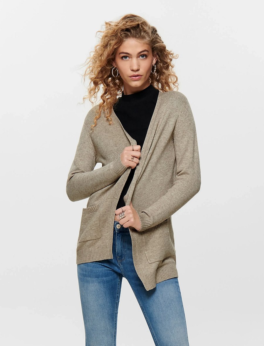 ONLY - ONLLESLY L/S OPEN CARDIGAN KNT NOOS - cardigans - beige - 0