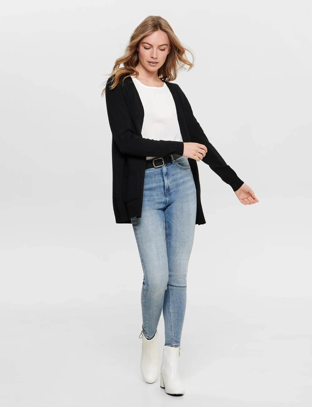 ONLY - ONLLESLY L/S OPEN CARDIGAN KNT NOOS - koftor - black - 0