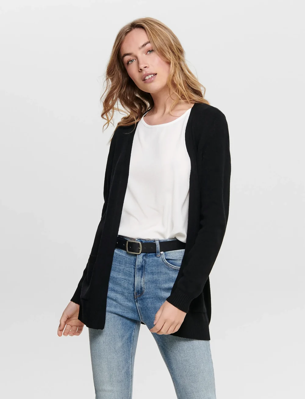 ONLY - ONLLESLY L/S OPEN CARDIGAN KNT NOOS - koftor - black - 4