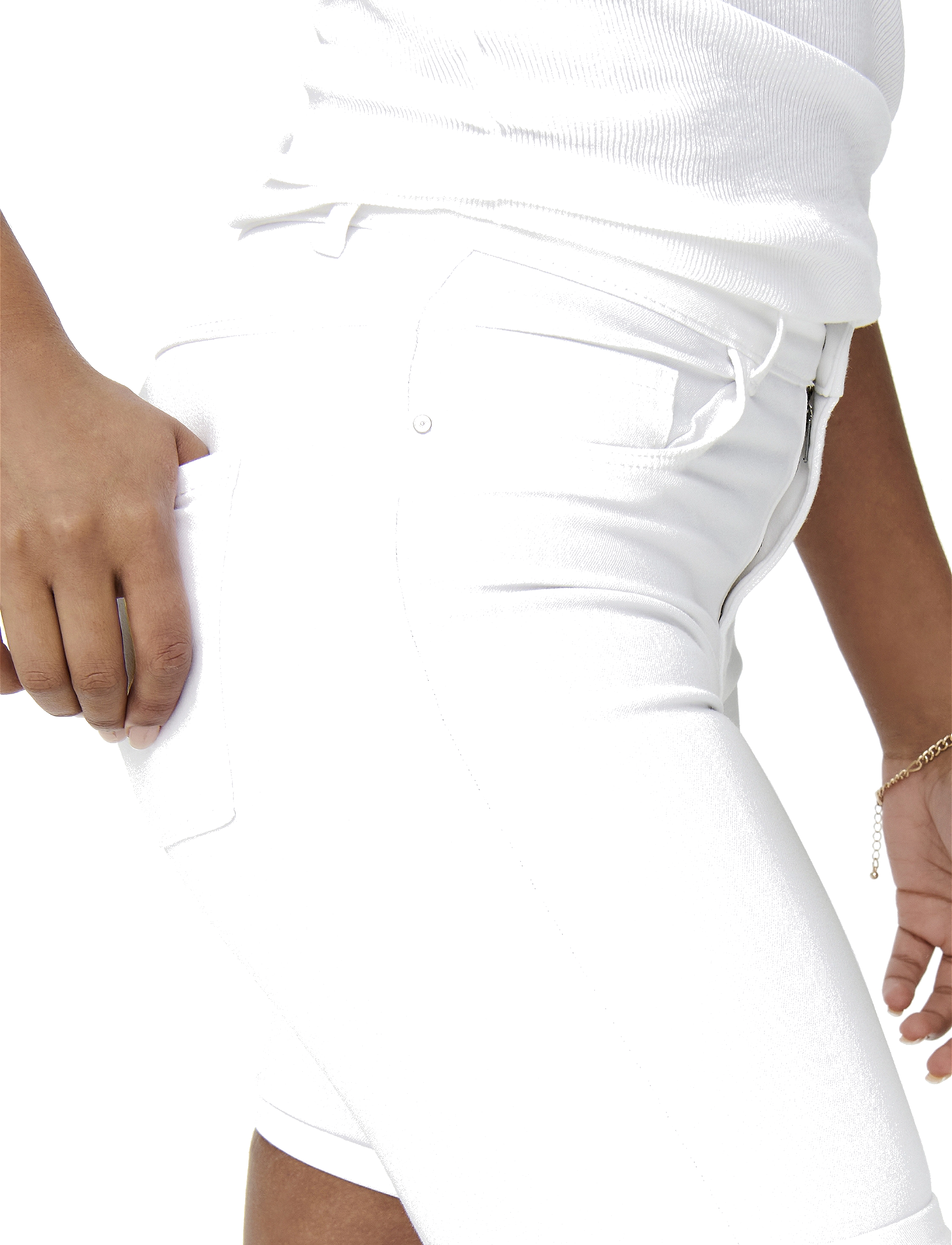 ONLY - ONLRAIN LIFE MID LONG DNM SHORTS NOOS - jeansshorts - white - 4