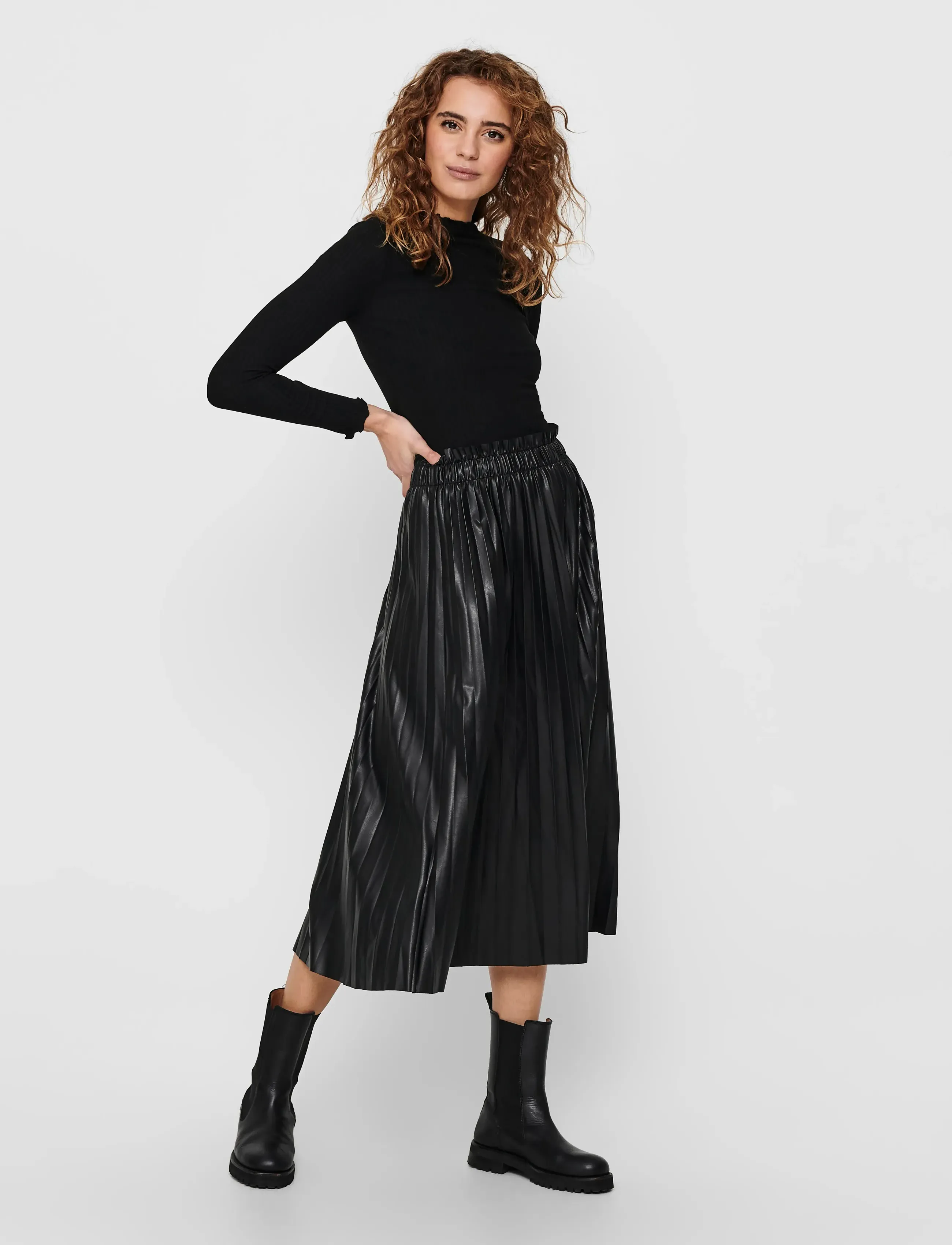 ONLY - ONLEMMA L/S HIGH NECK TOP NOOS JRS - langärmlige tops - black - 4