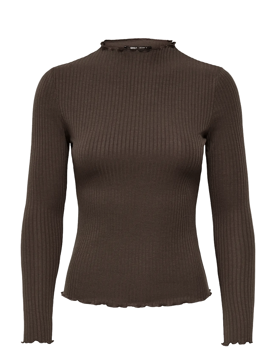 ONLY - ONLEMMA L/S HIGH NECK TOP NOOS JRS - langärmlige tops - bracken - 1