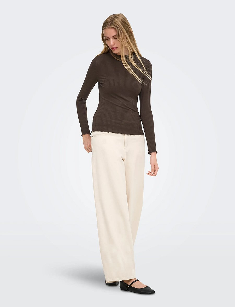 ONLY - ONLEMMA L/S HIGH NECK TOP NOOS JRS - langärmlige tops - bracken - 4