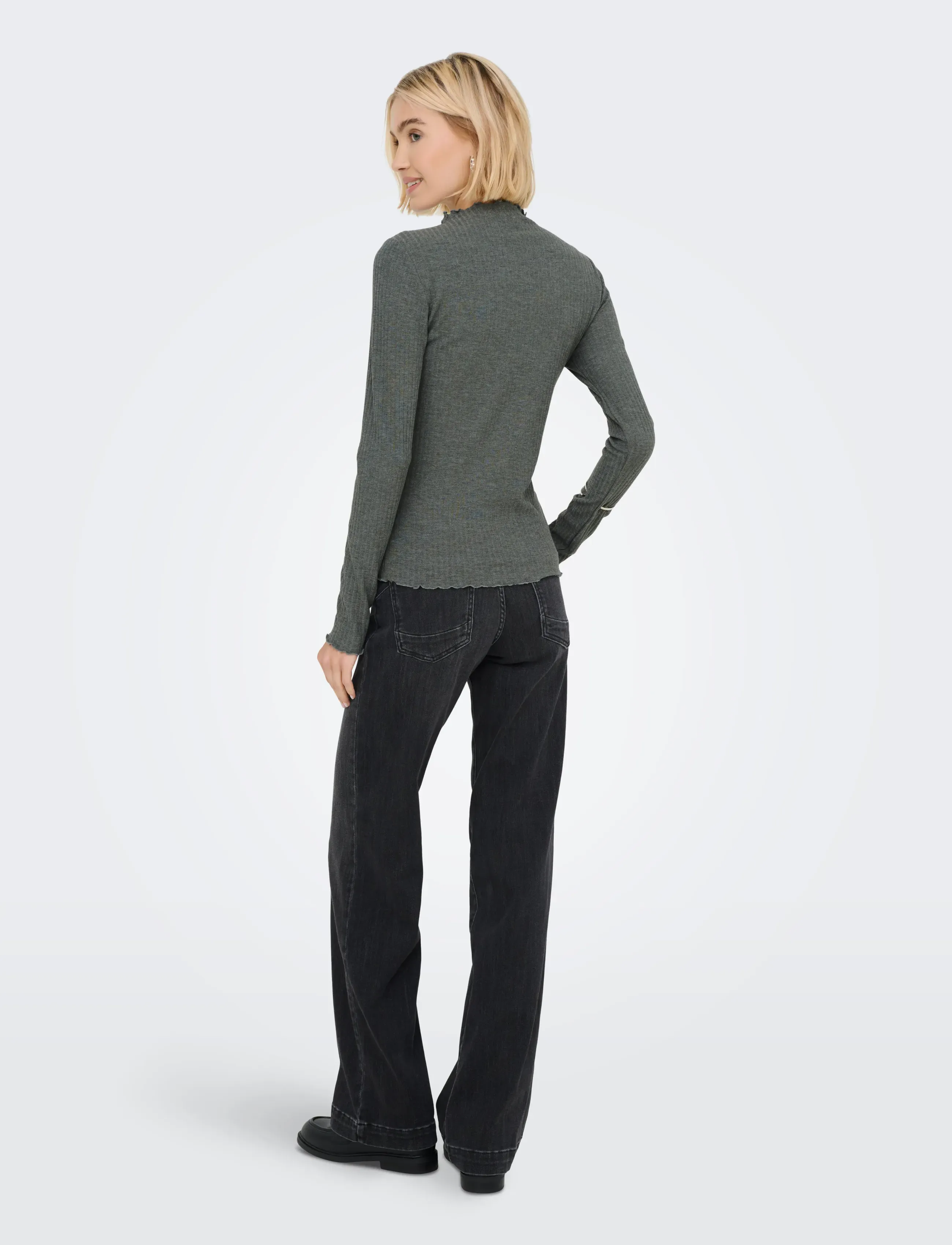ONLY - ONLEMMA L/S HIGH NECK TOP NOOS JRS - t-shirts met lange mouwen - castor gray - 3