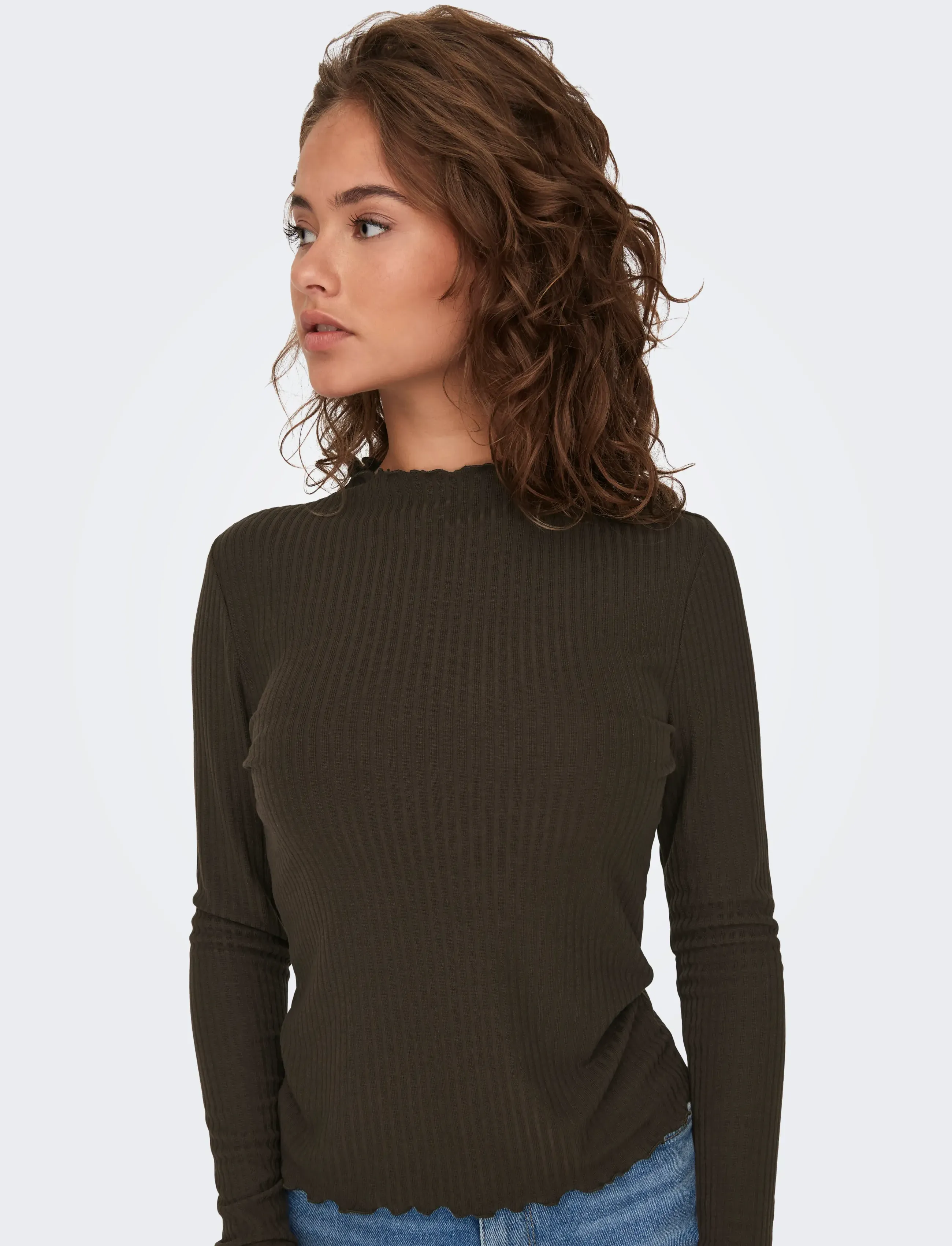 ONLY - ONLEMMA L/S HIGH NECK TOP NOOS JRS - langærmede toppe - demitasse - 4