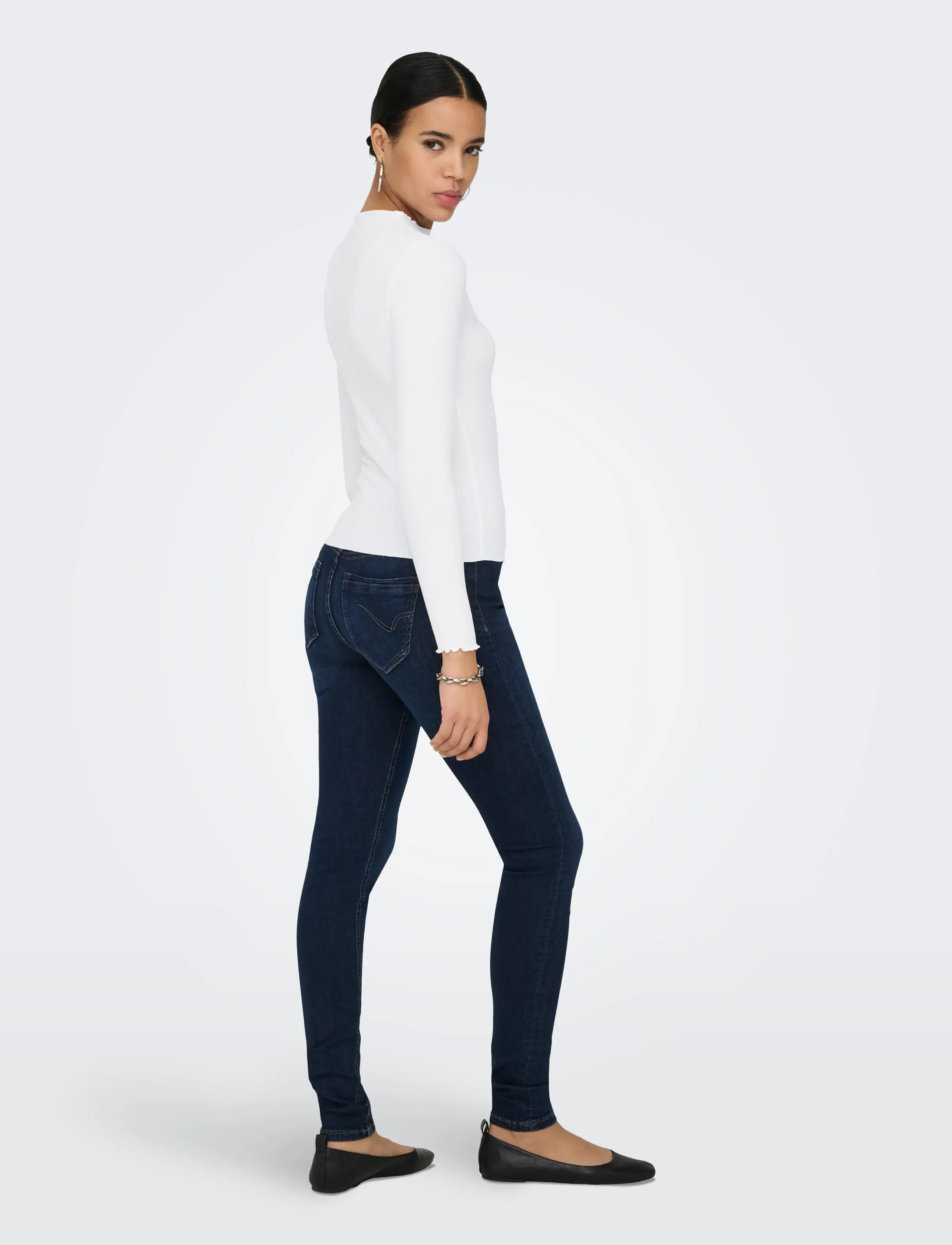 ONLY - ONLEMMA L/S HIGH NECK TOP NOOS JRS - langerma toppar - egret - 3