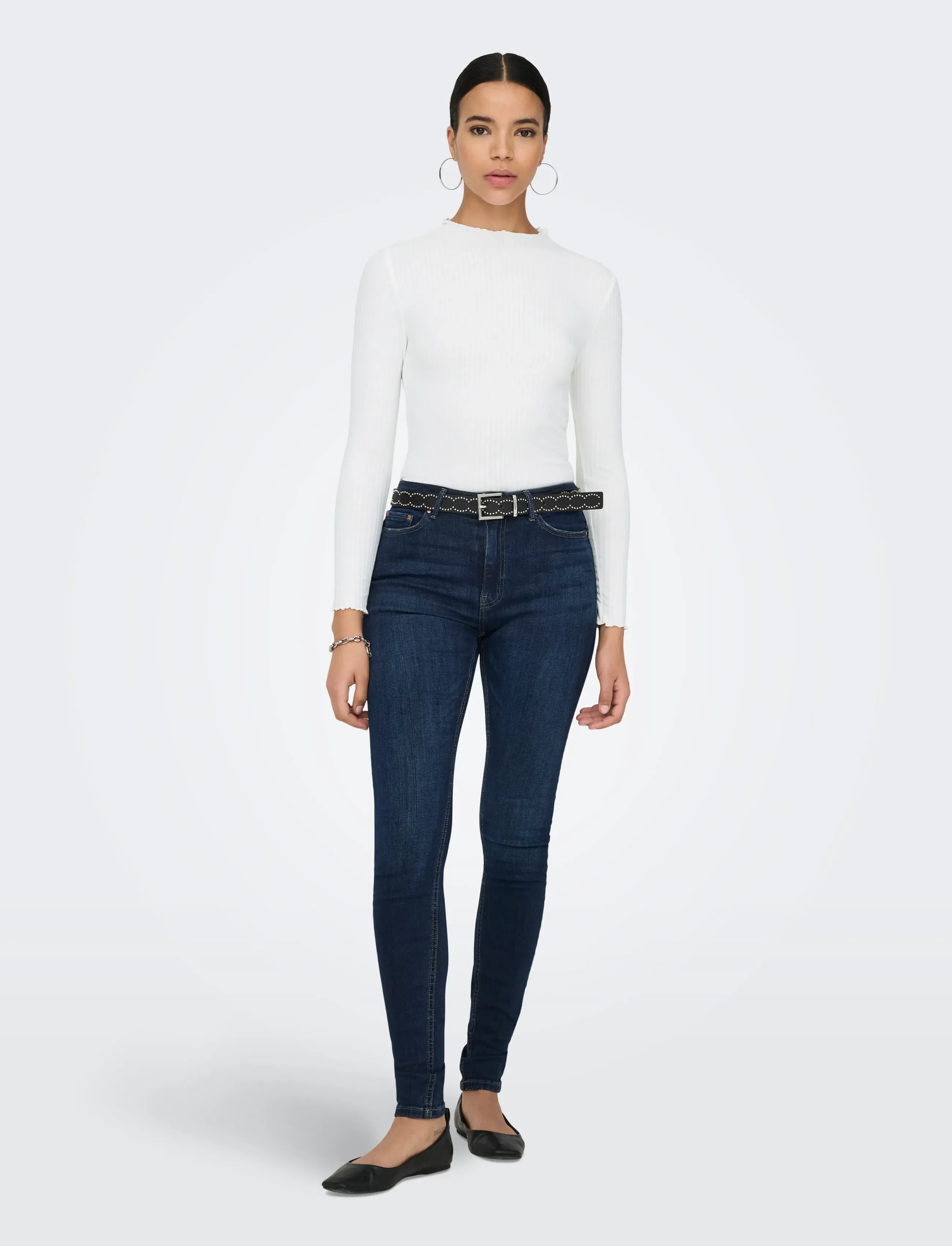 ONLY - ONLEMMA L/S HIGH NECK TOP NOOS JRS - langerma toppar - egret - 4