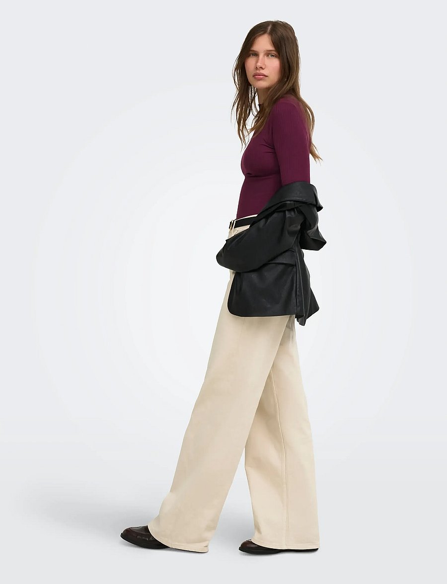 ONLY - ONLEMMA L/S HIGH NECK TOP NOOS JRS - långärmade toppar - fig - 4