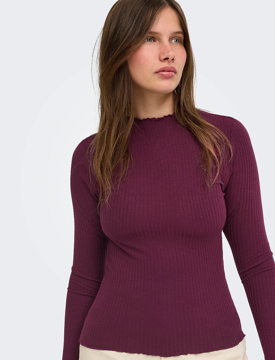ONLY - ONLEMMA L/S HIGH NECK TOP NOOS JRS - långärmade toppar - fig - 5