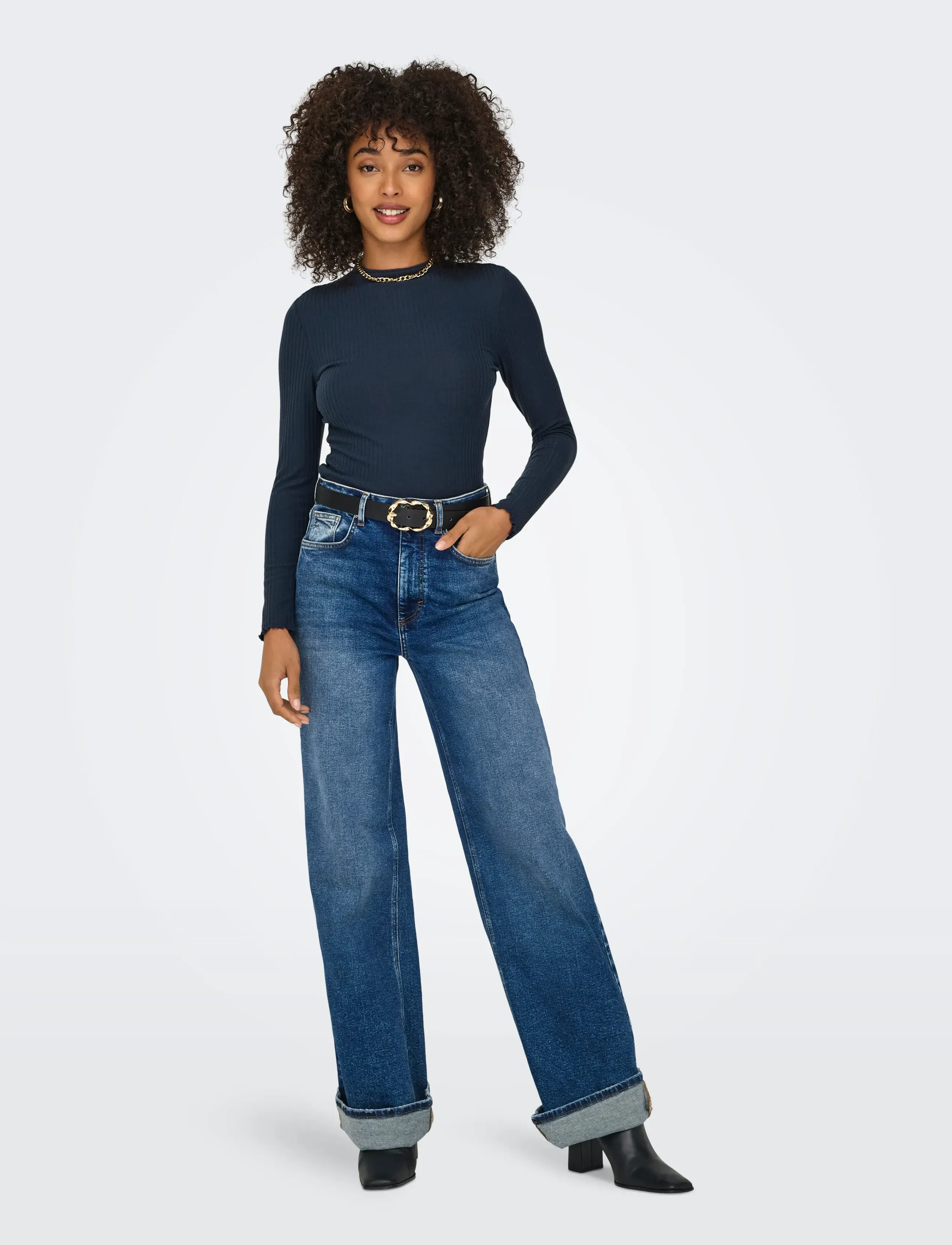 ONLY - ONLEMMA L/S HIGH NECK TOP NOOS JRS - långärmade toppar - ombre blue - 4