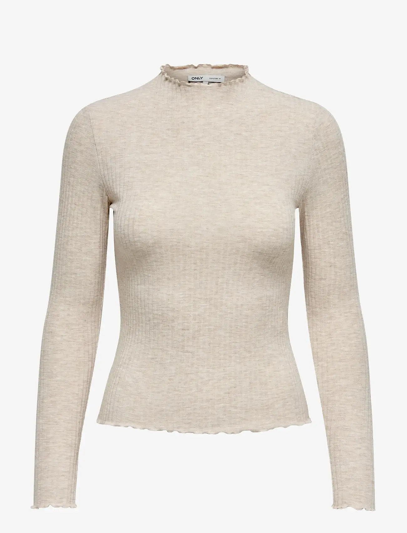 ONLY - ONLEMMA L/S HIGH NECK TOP NOOS JRS - långärmade toppar - pumice stone - 1
