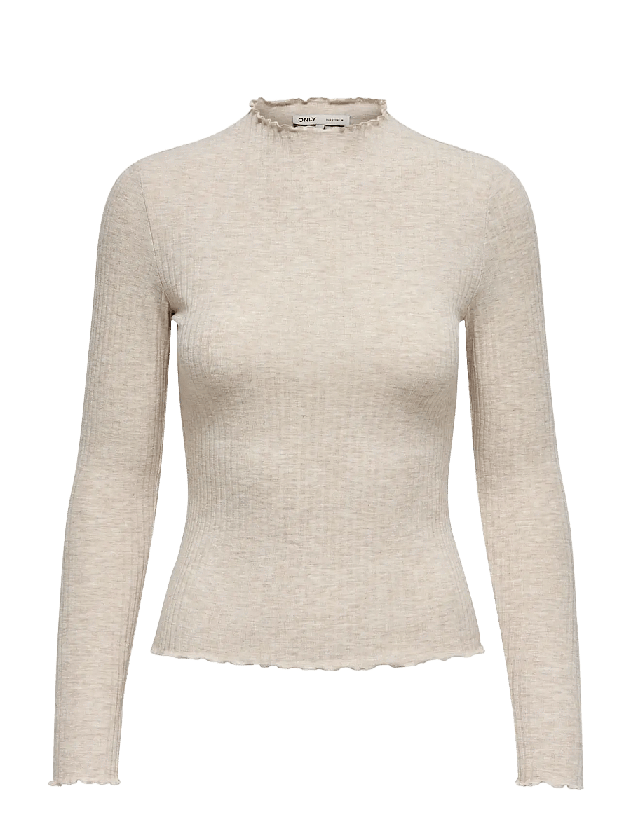 ONLY - ONLEMMA L/S HIGH NECK TOP NOOS JRS - långärmade toppar - pumice stone - 1