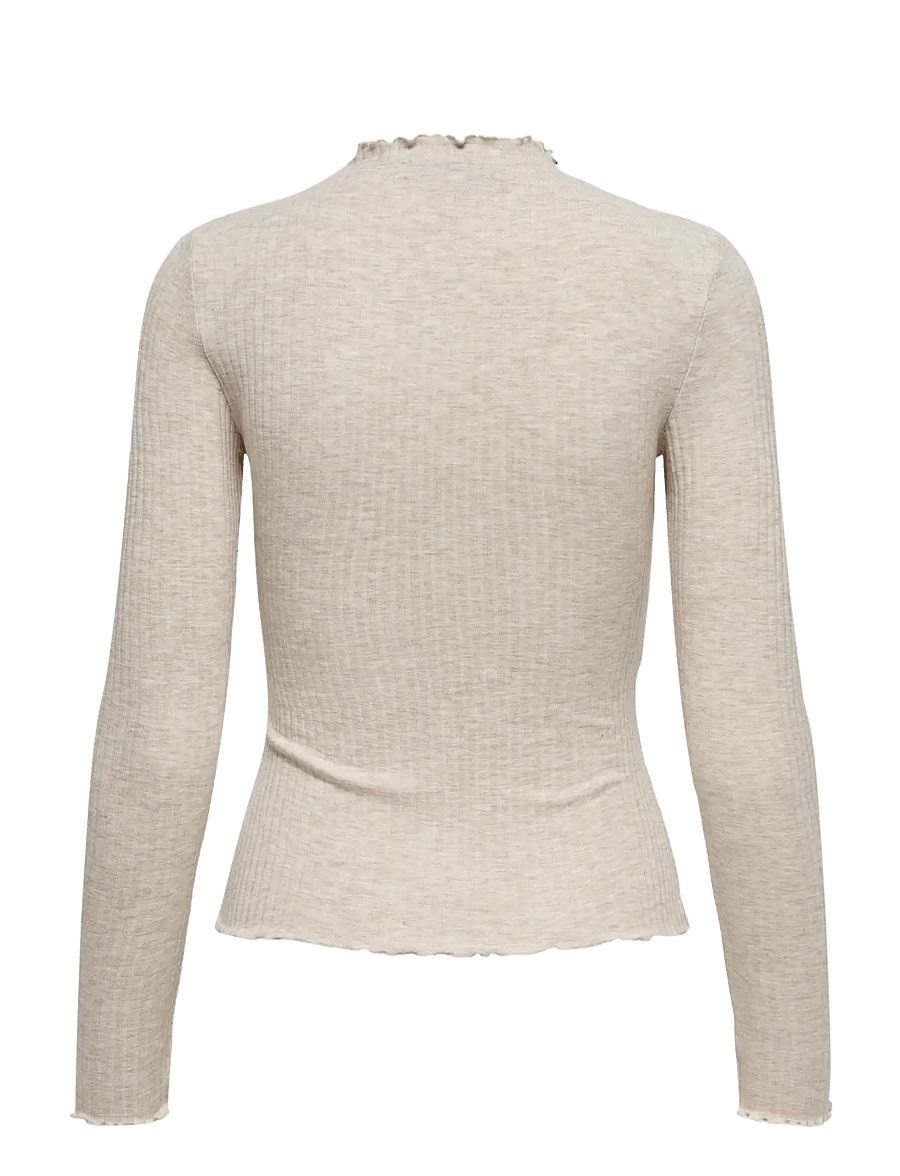 ONLY - ONLEMMA L/S HIGH NECK TOP NOOS JRS - långärmade toppar - pumice stone - 2