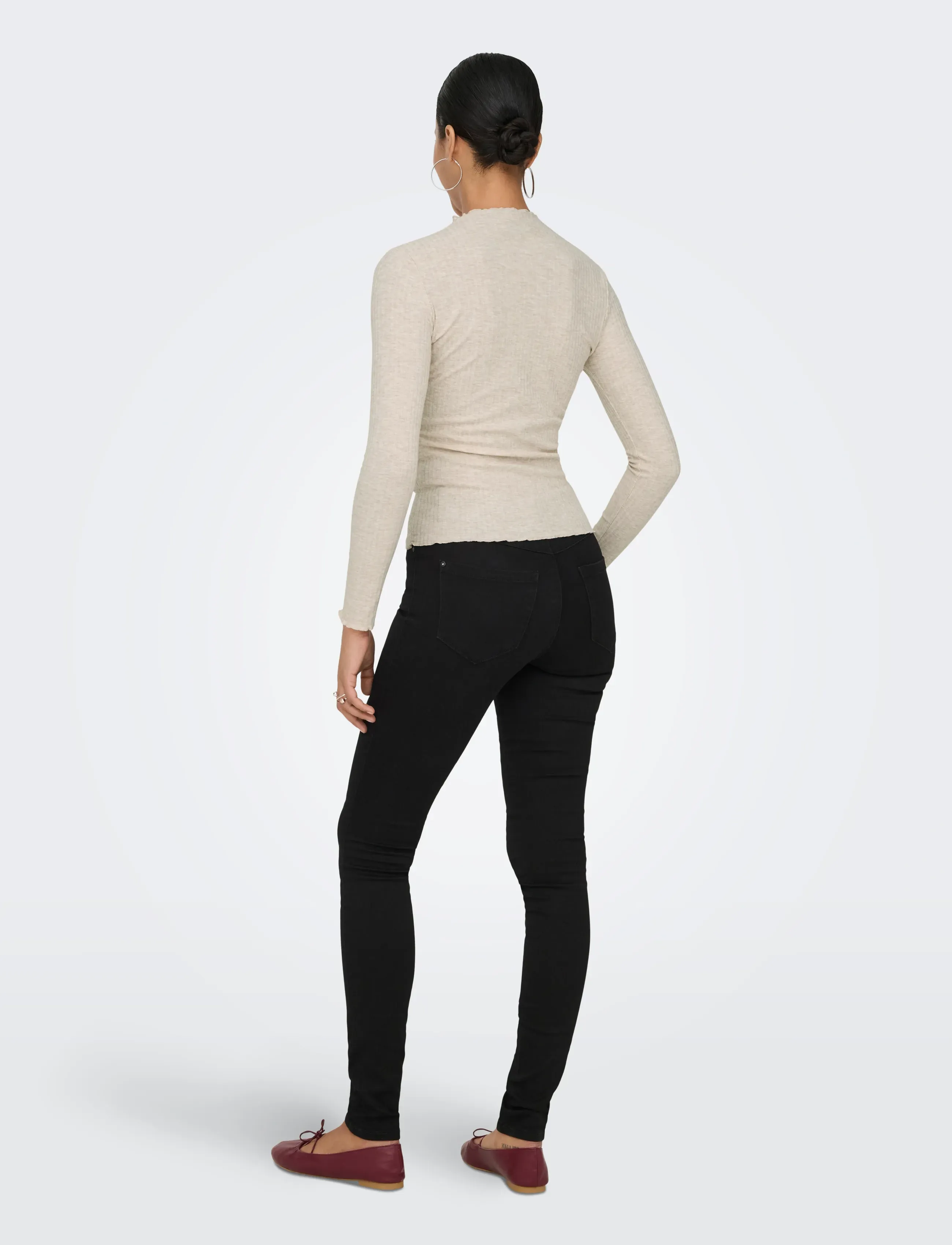 ONLY - ONLEMMA L/S HIGH NECK TOP NOOS JRS - långärmade toppar - pumice stone - 3