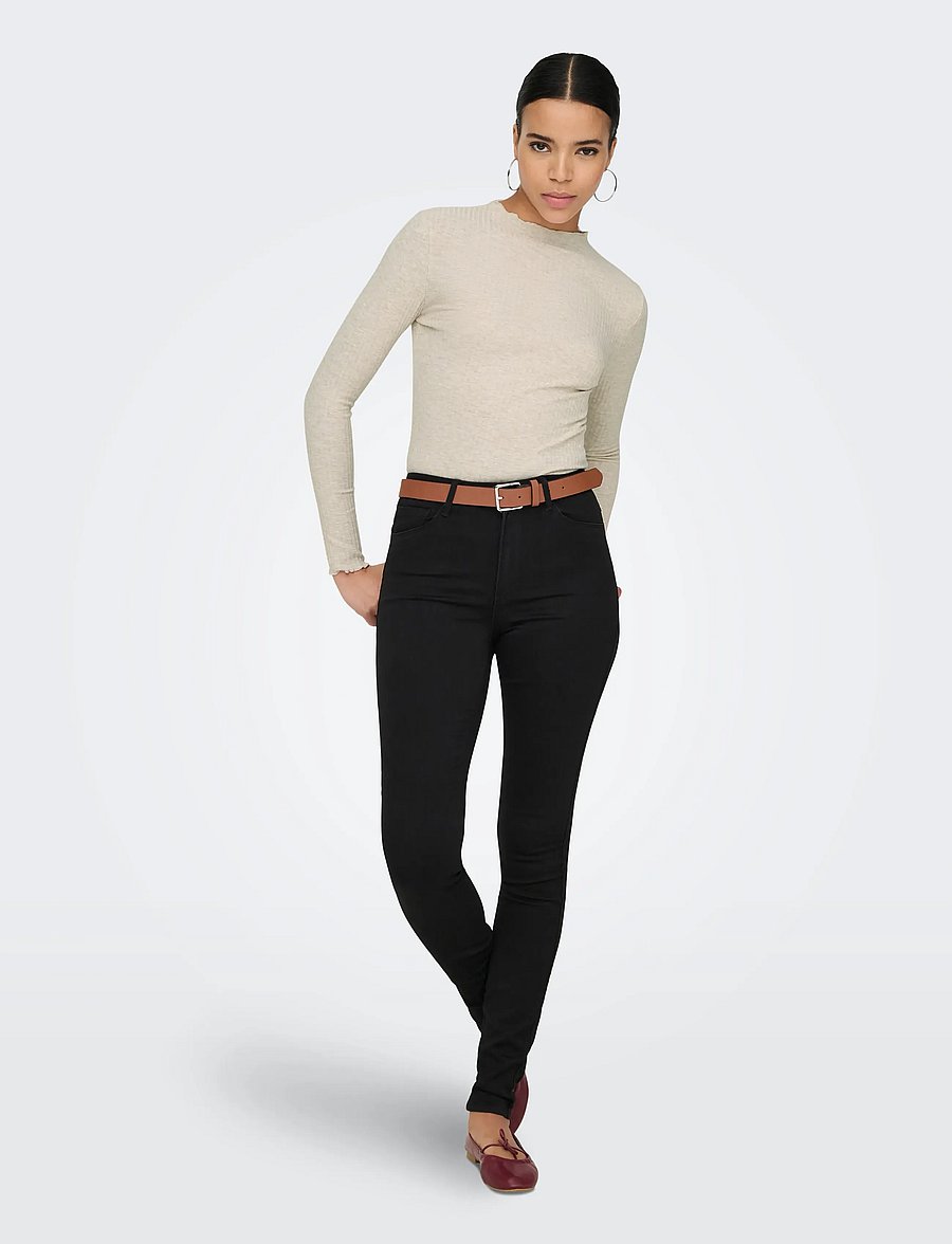 ONLY - ONLEMMA L/S HIGH NECK TOP NOOS JRS - långärmade toppar - pumice stone - 4