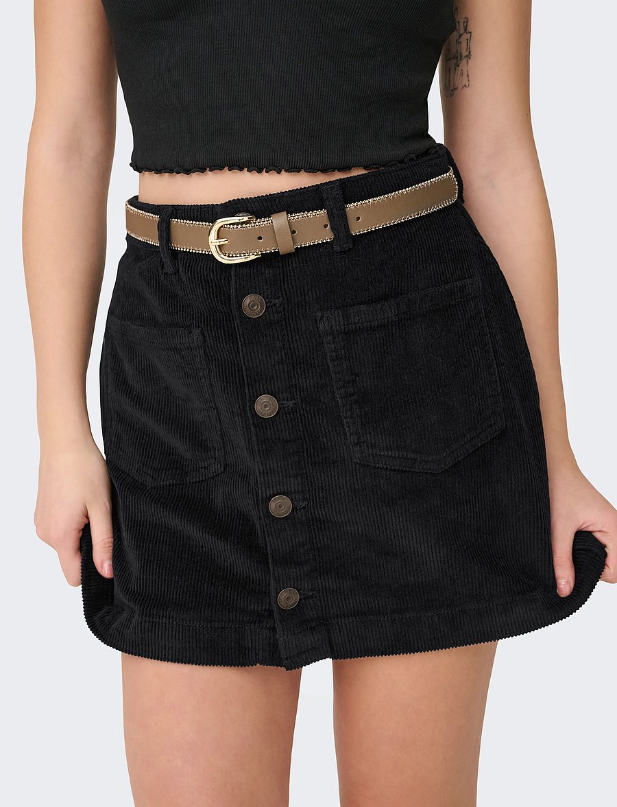 ONLY - ONLAMAZING GLOBAL HW CORD SKIRT PNT NOOS - miniseelikud - black - 5