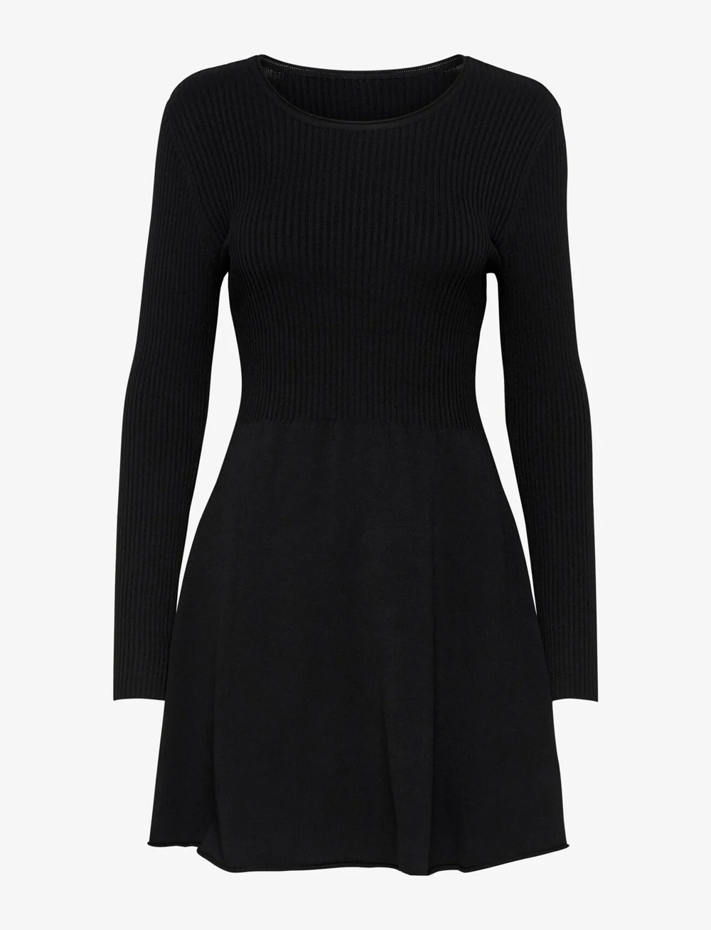 ONLY - ONLALMA L/S O-NECK DRESS KNT NOOS - stickade klänningar - black - 1