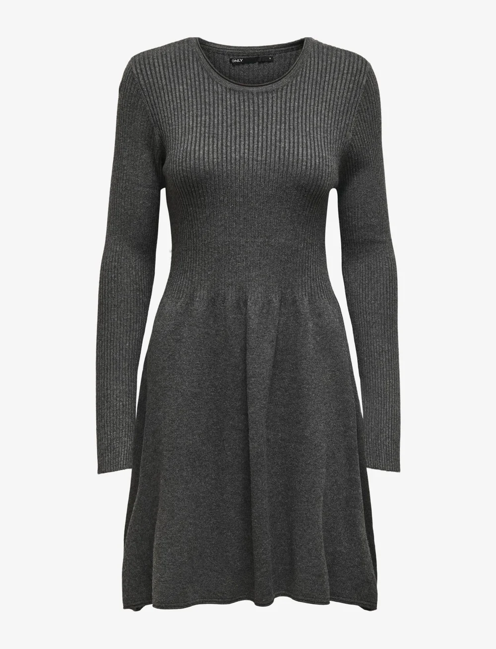 ONLY - ONLALMA L/S O-NECK DRESS KNT NOOS - knitted dresses - dark grey melange - 1