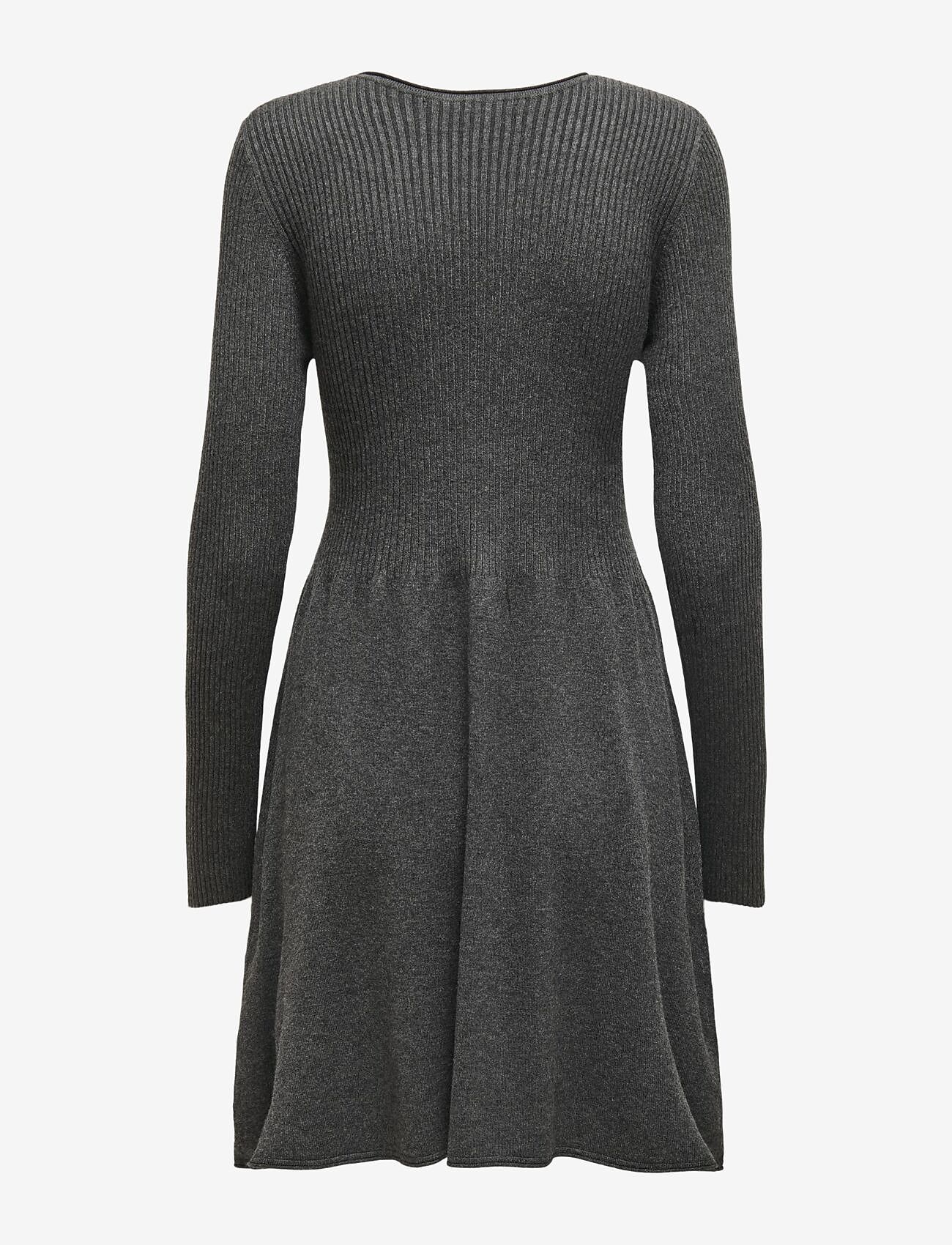 ONLY - ONLALMA L/S O-NECK DRESS KNT NOOS - stickade klänningar - dark grey melange - 2