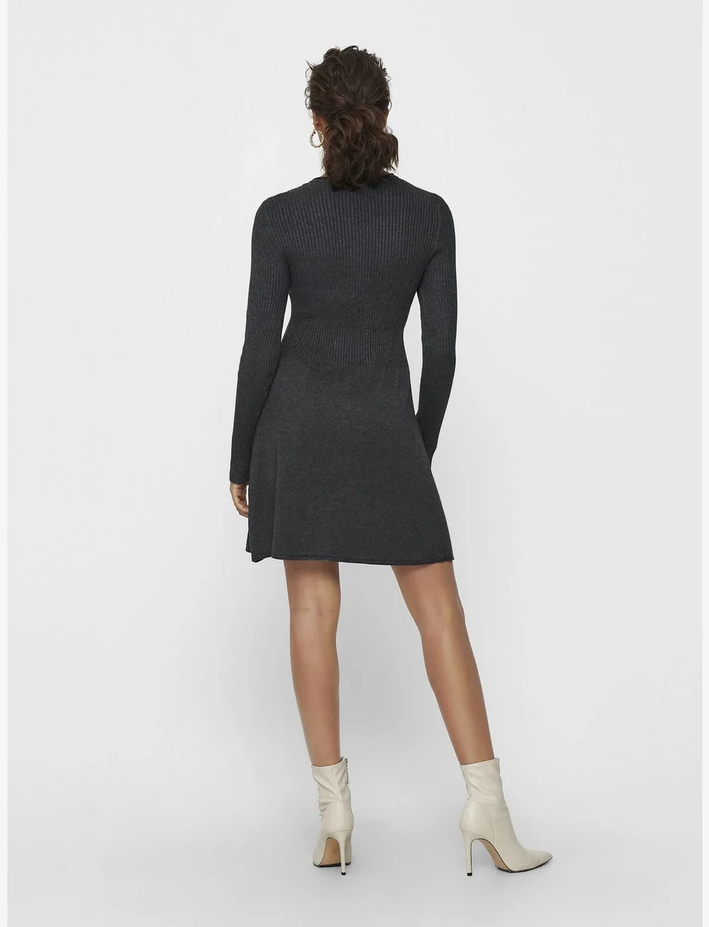 ONLY - ONLALMA L/S O-NECK DRESS KNT NOOS - knitted dresses - dark grey melange - 3
