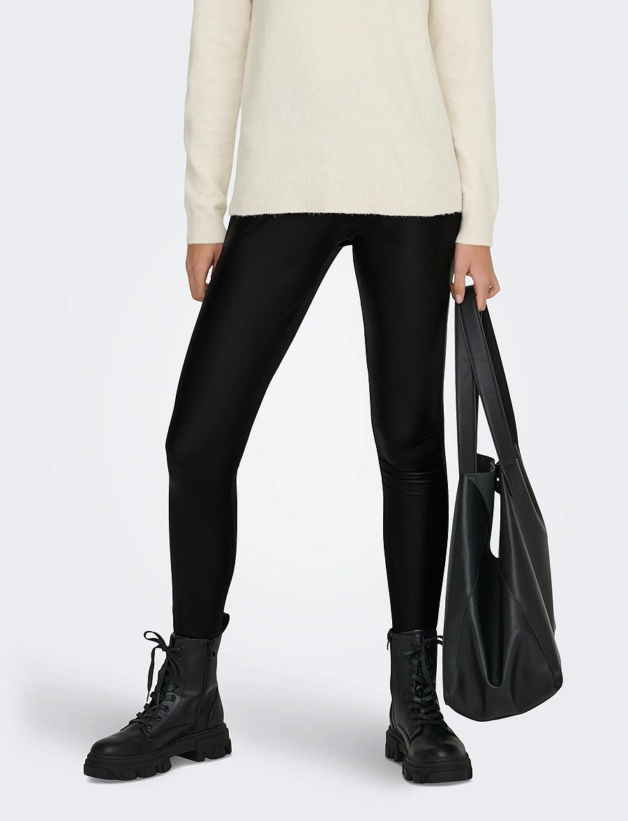 ONLY - ONLCOOL COATED LEGGING NOOS JRS - retuusid - black - 0