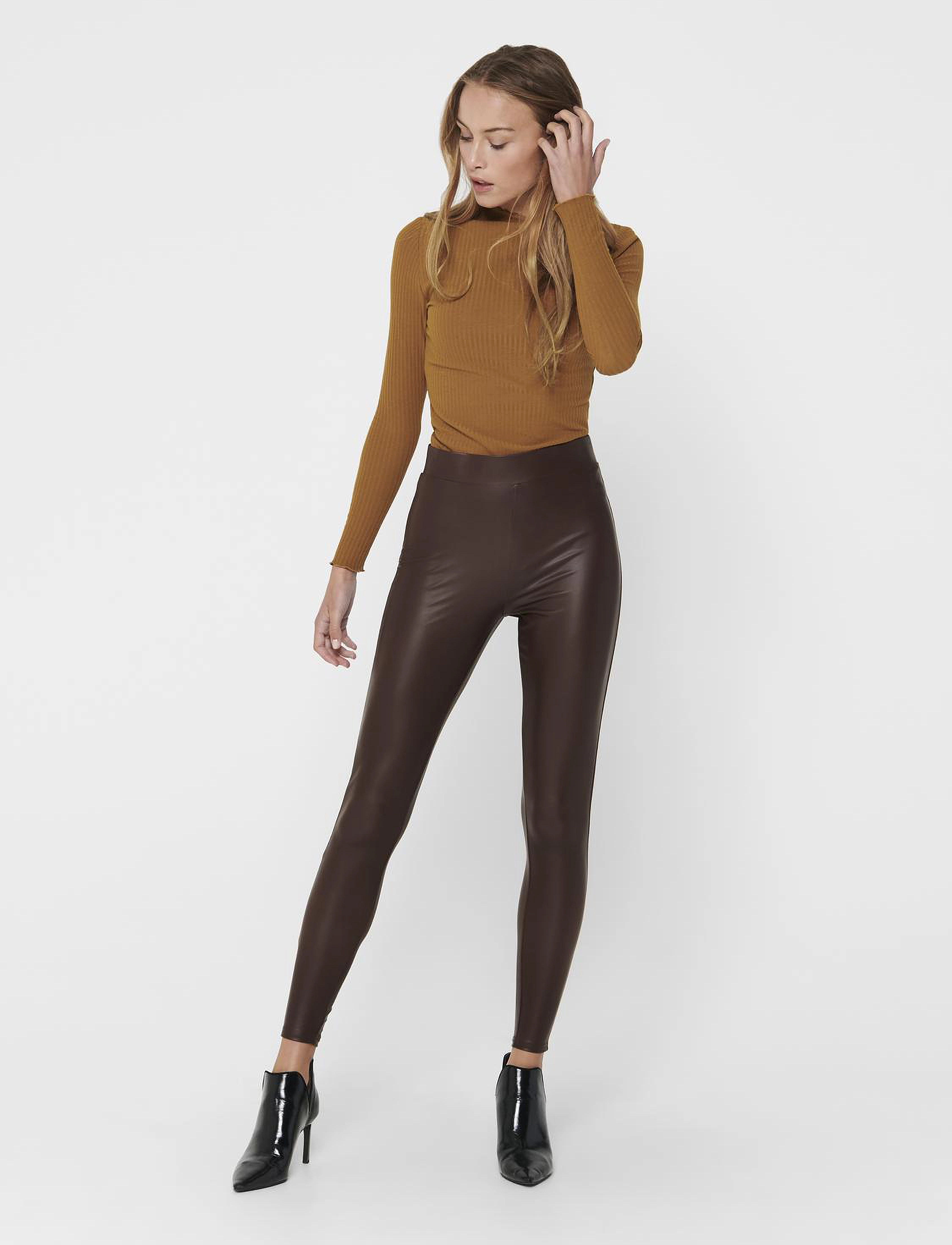 ONLY - ONLCOOL COATED LEGGING NOOS JRS - laveste priser - chicory coffee - 3