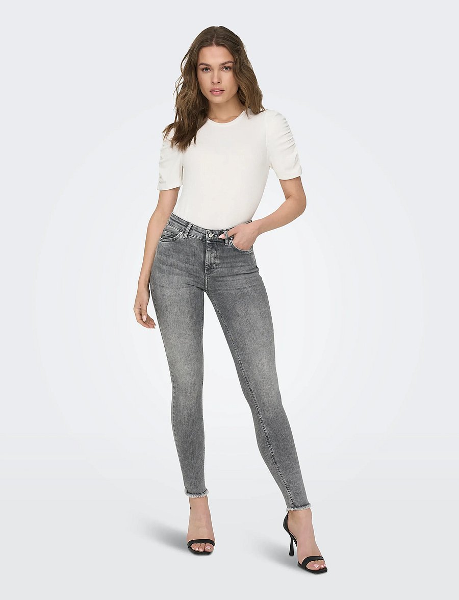 ONLY - ONLBLUSH MID SK ANK RW DNM REA0918 NOOS - jeans skinny - grey denim - 0