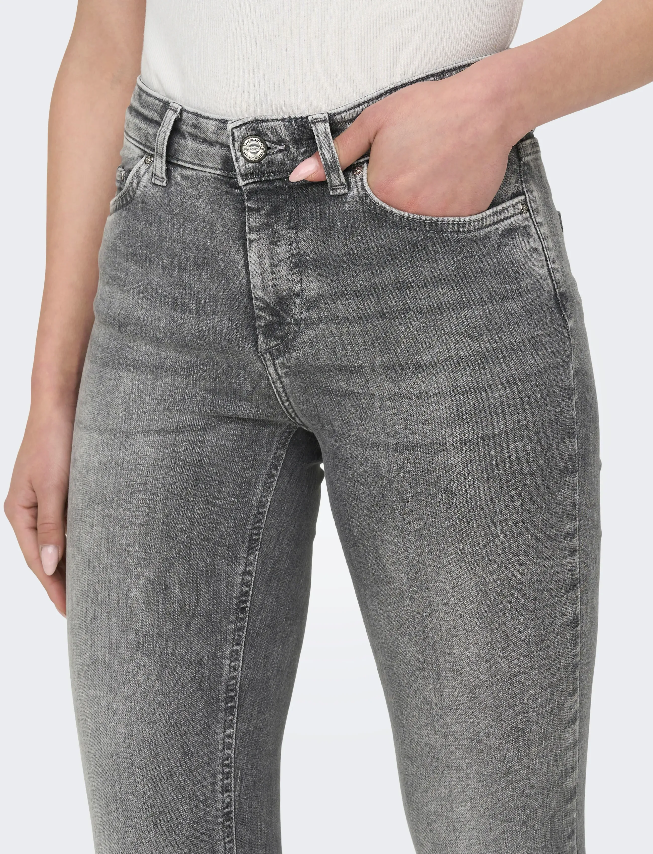 ONLY - ONLBLUSH MID SK ANK RW DNM REA0918 NOOS - jeans skinny - grey denim - 5