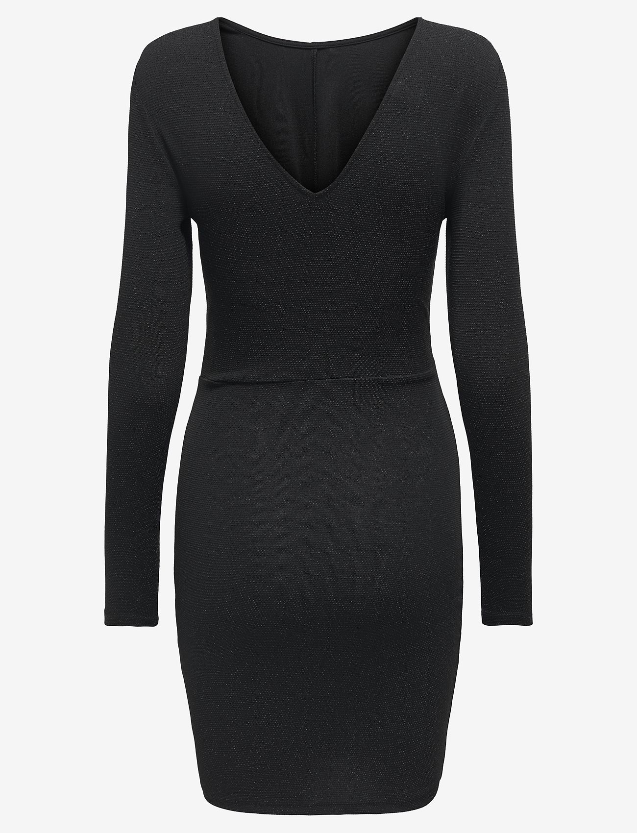ONLY - ONLQUEEN L/S GLITTER TWIST DRESS JRS - fodralklänningar - black - 2