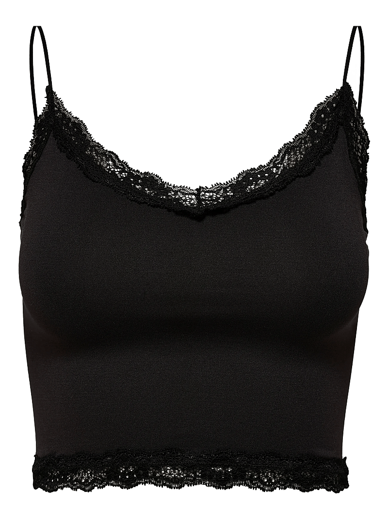 ONLY - ONLVICKY LACE SEAMLESS CROPPED TOP NOOS - tank top rinnahoidjad - black - 1