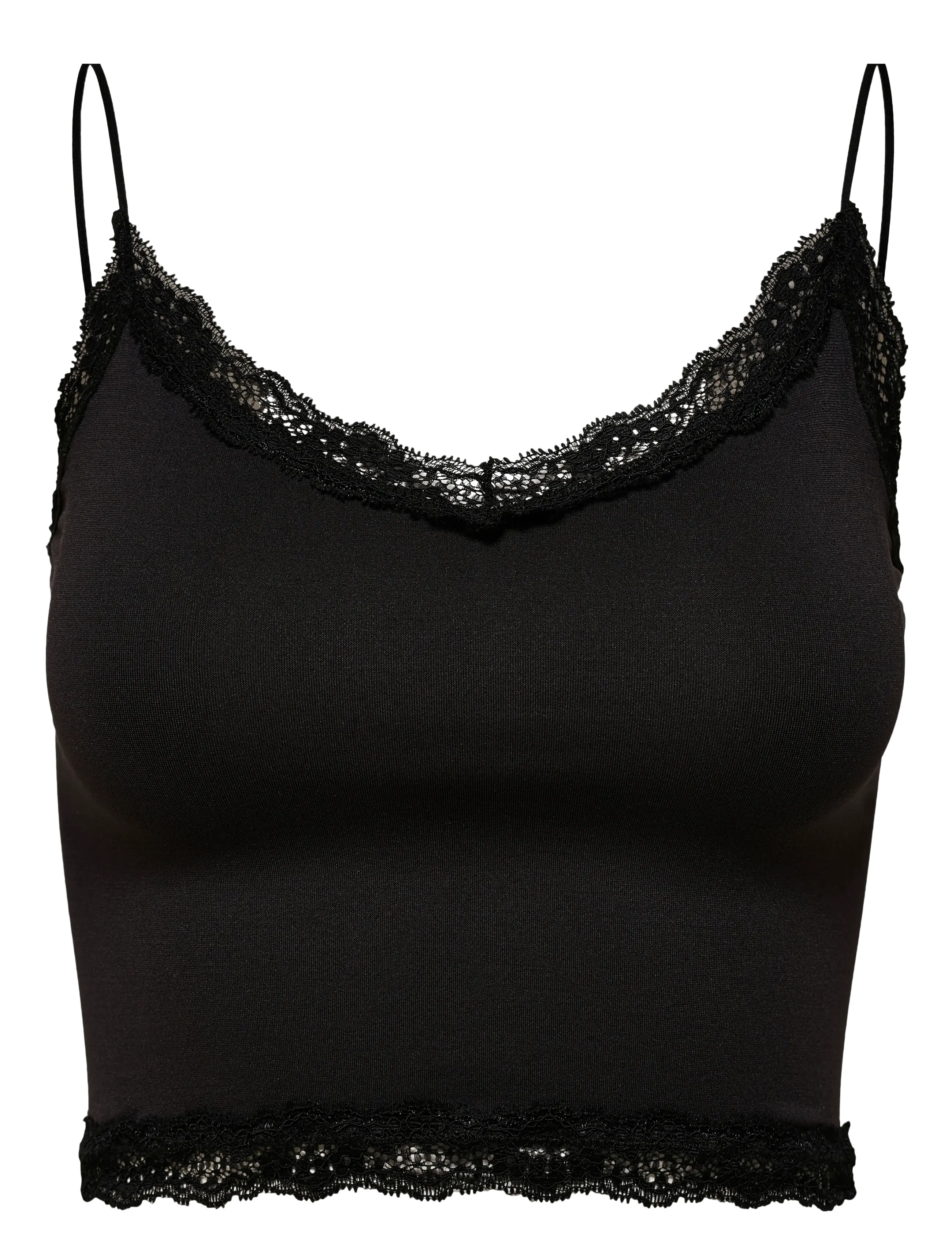 ONLY - ONLVICKY LACE SEAMLESS CROPPED TOP NOOS - tank-top-bhs - black - 1