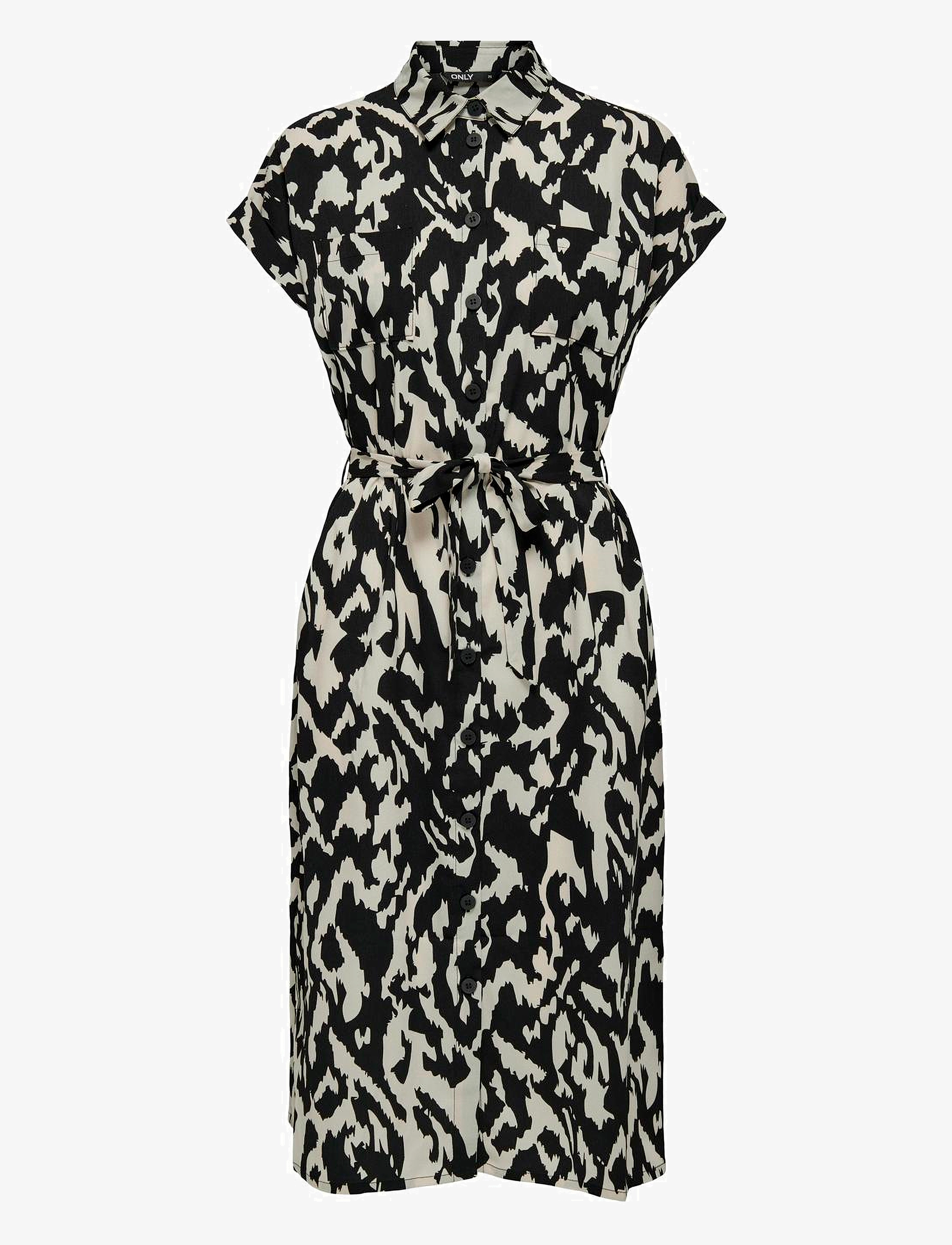 ONLY ONLHANNOVER S/S SHIRT DRESS NOOS WVN - Midi kjoler - BIRCH / black