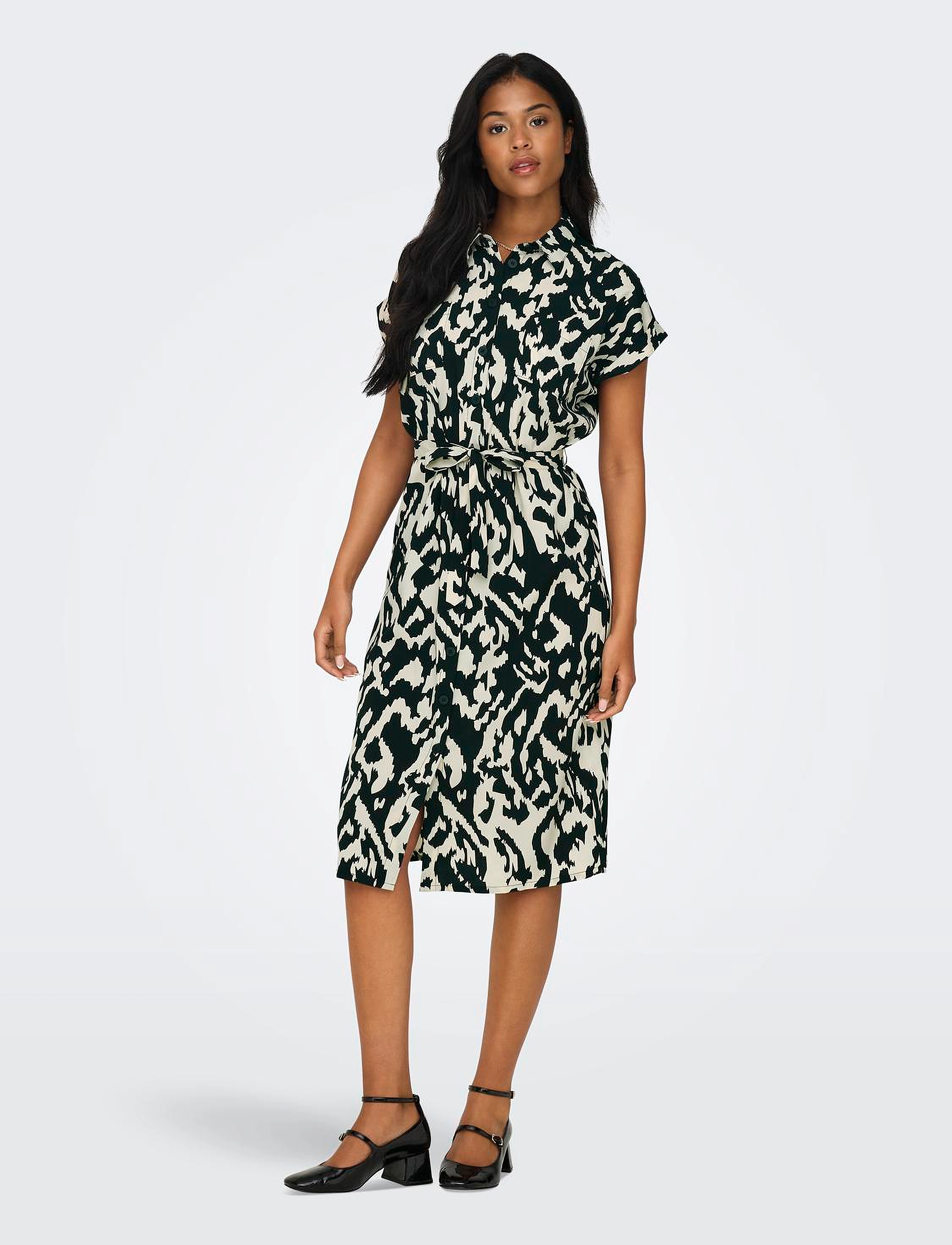 ONLY ONLHANNOVER S/S SHIRT DRESS NOOS WVN - Kleider - BIRCH / black