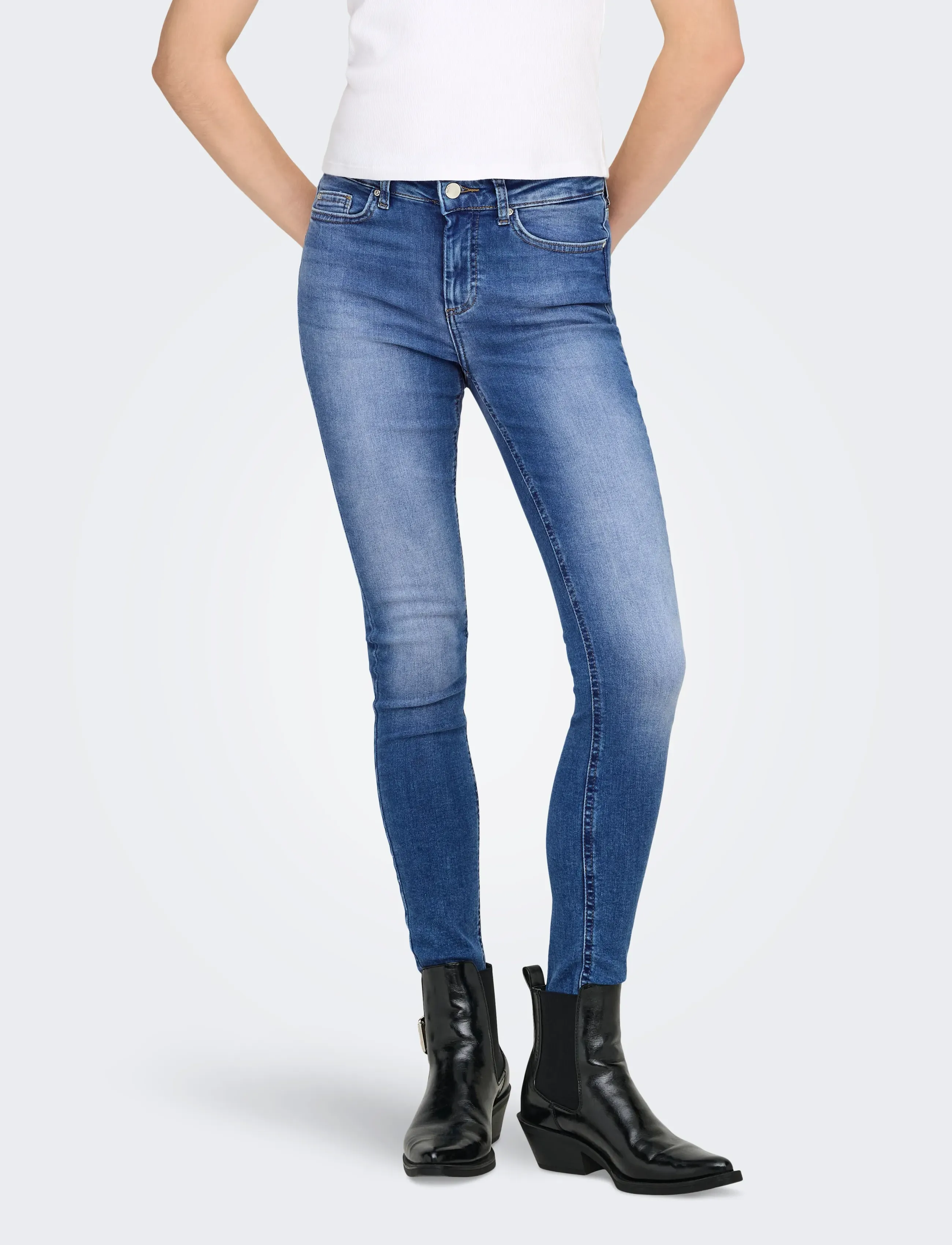 ONLY ONLBLUSH MID SK ANK RW DNM REA12187 NOOS - Sport test Lino - MEDIUM BLUE DENIM / blue