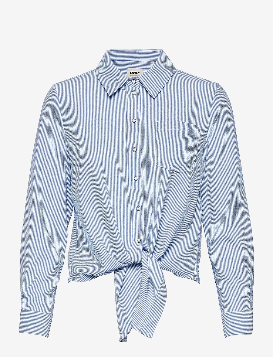 ONLY - ONLLECEY LS KNOT SHIRT WVN - pikkade varrukatega särgid - cloud dancer - 1