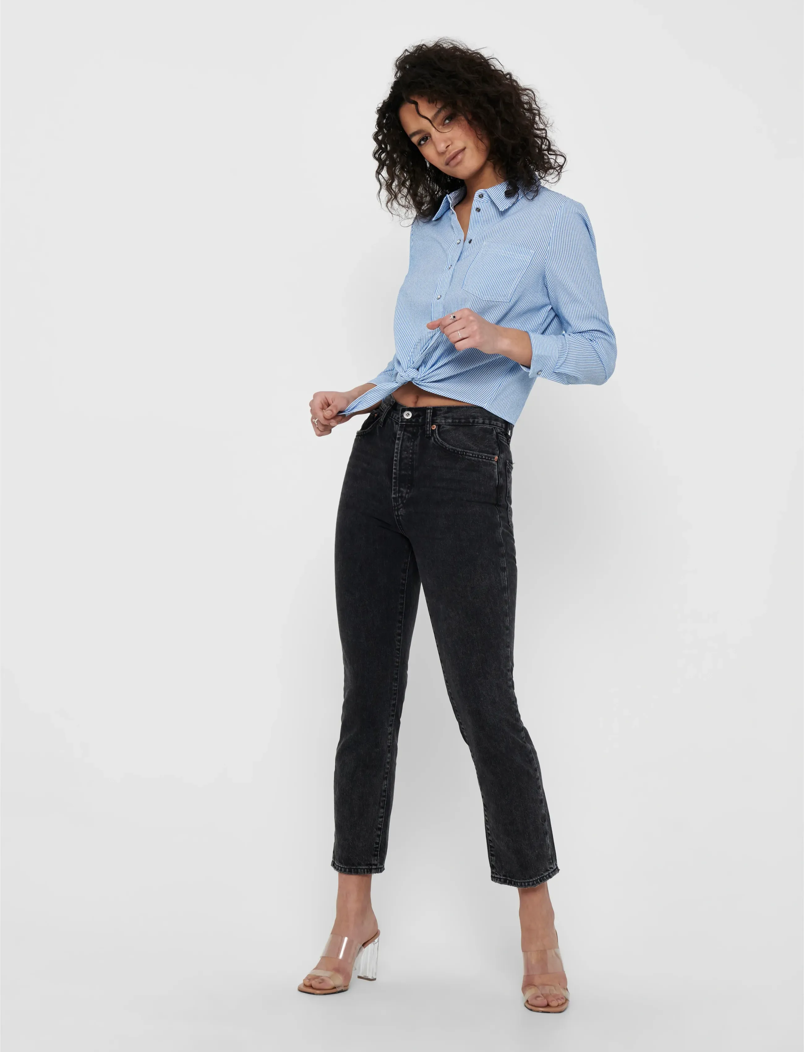 ONLY - ONLLECEY LS KNOT SHIRT  WVN - pikkade varrukatega särgid - cloud dancer - 4
