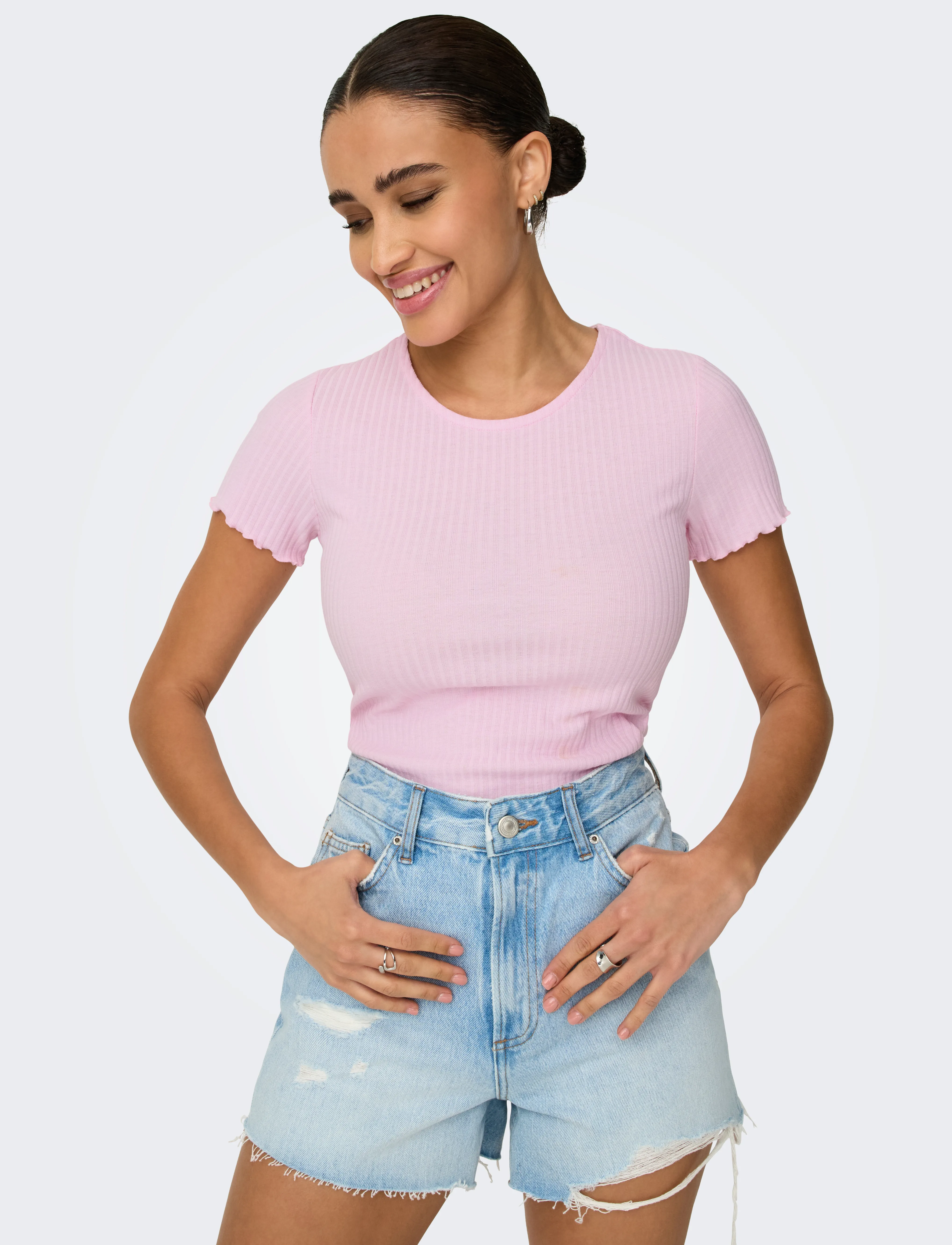 ONLY - ONLEMMA S/S SHORT TOP NOOS JRS - pink lady - 4