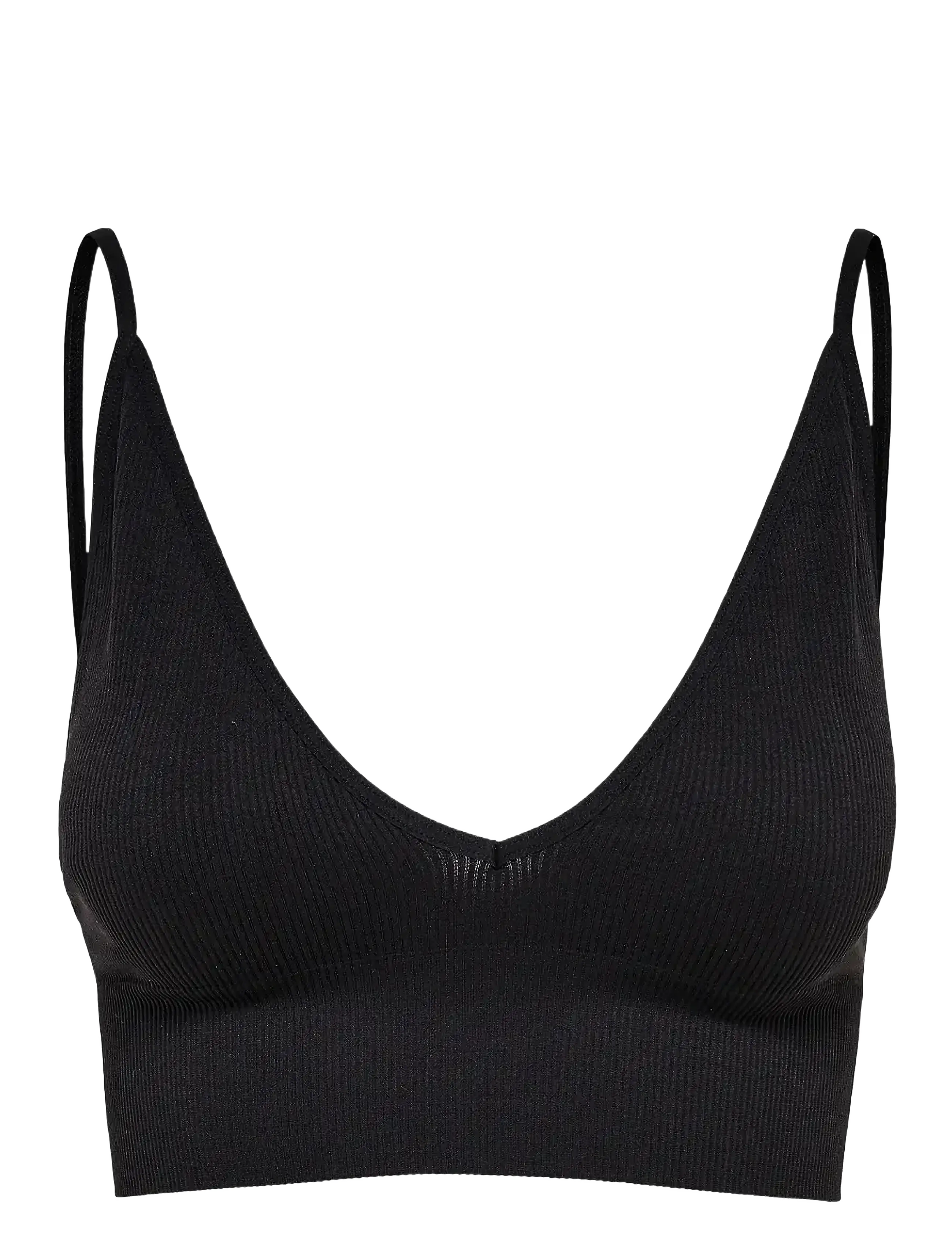 ONLY ONLVICKY RIB SEAMLESS VNECK TOP NOOS ACC - Kampagne - BLACK / black