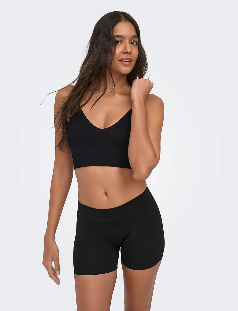 ONLY - ONLVICKY RIB SEAMLESS VNECK TOP NOOS ACC - bralette - black - 4