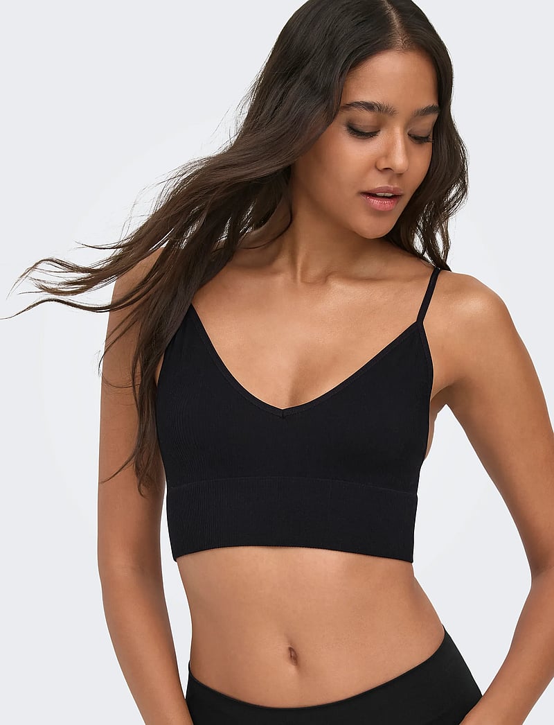 ONLY - ONLVICKY RIB SEAMLESS VNECK TOP NOOS ACC - bralette - black - 5