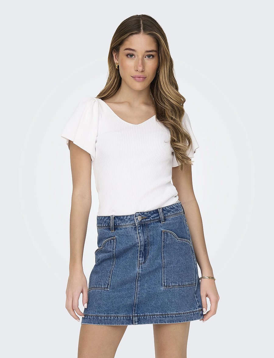 ONLY - ONLLEELO S/S BACK PULLOVER KNT NOOS - eggnog - 2