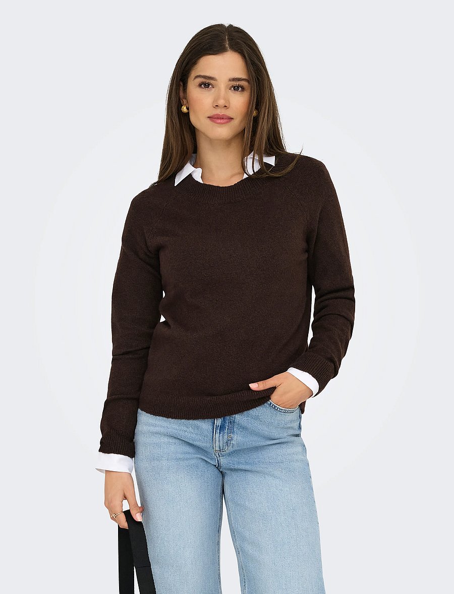 ONLY - ONLRICA L/S PULLOVER KNT NOOS - striktrøjer - chocolate torte - 0