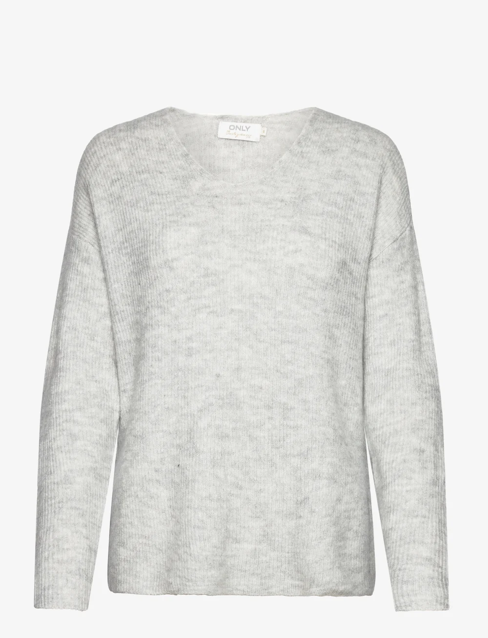 ONLY - ONLCAMILLA V-NECK L/S PULLOVER KNT NOOS - stickade tröjor - light grey melange - 1
