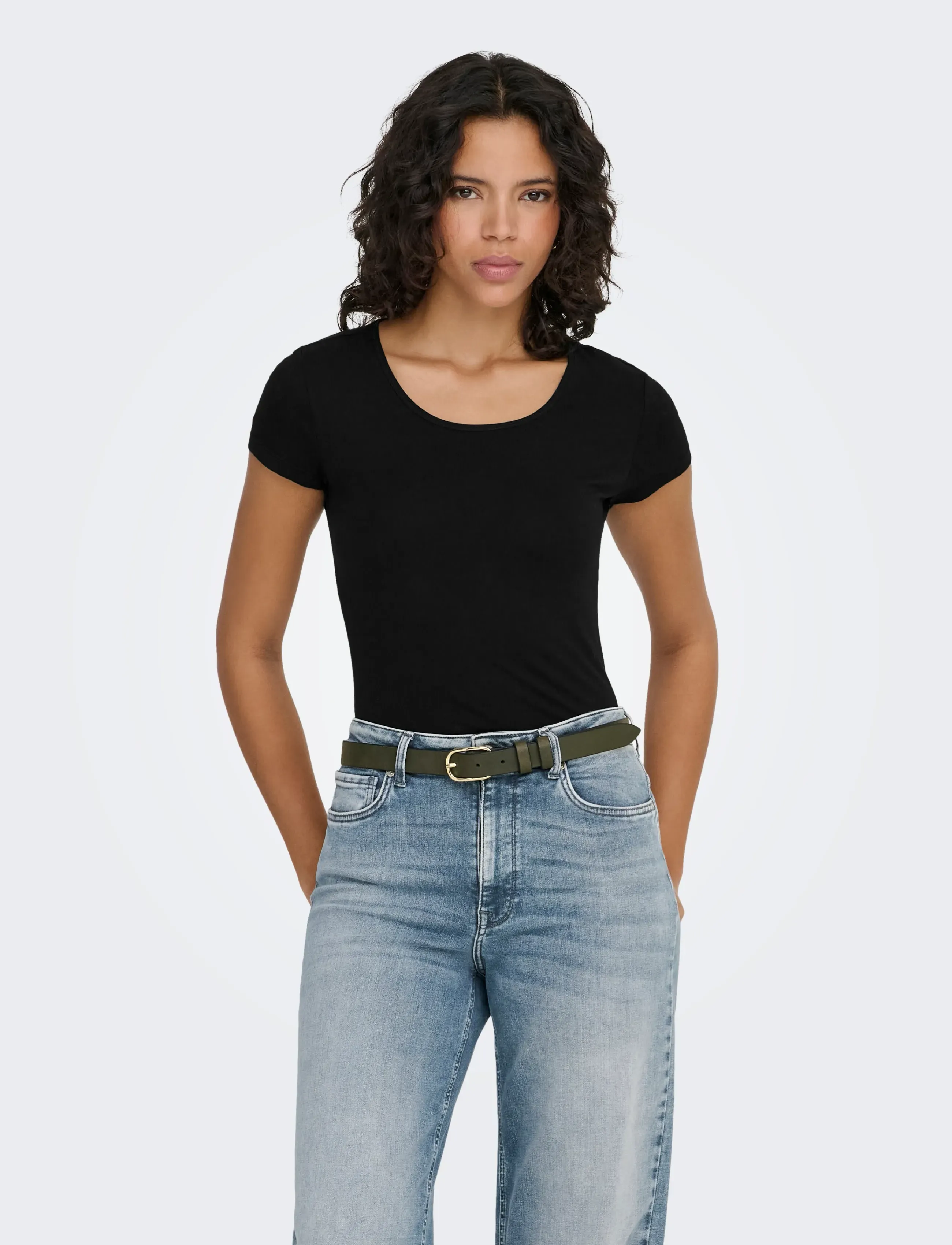 ONLY ONLLIVE LOVE S/S ONECK TOP NOOS JRS - T-shirts - BLACK / black