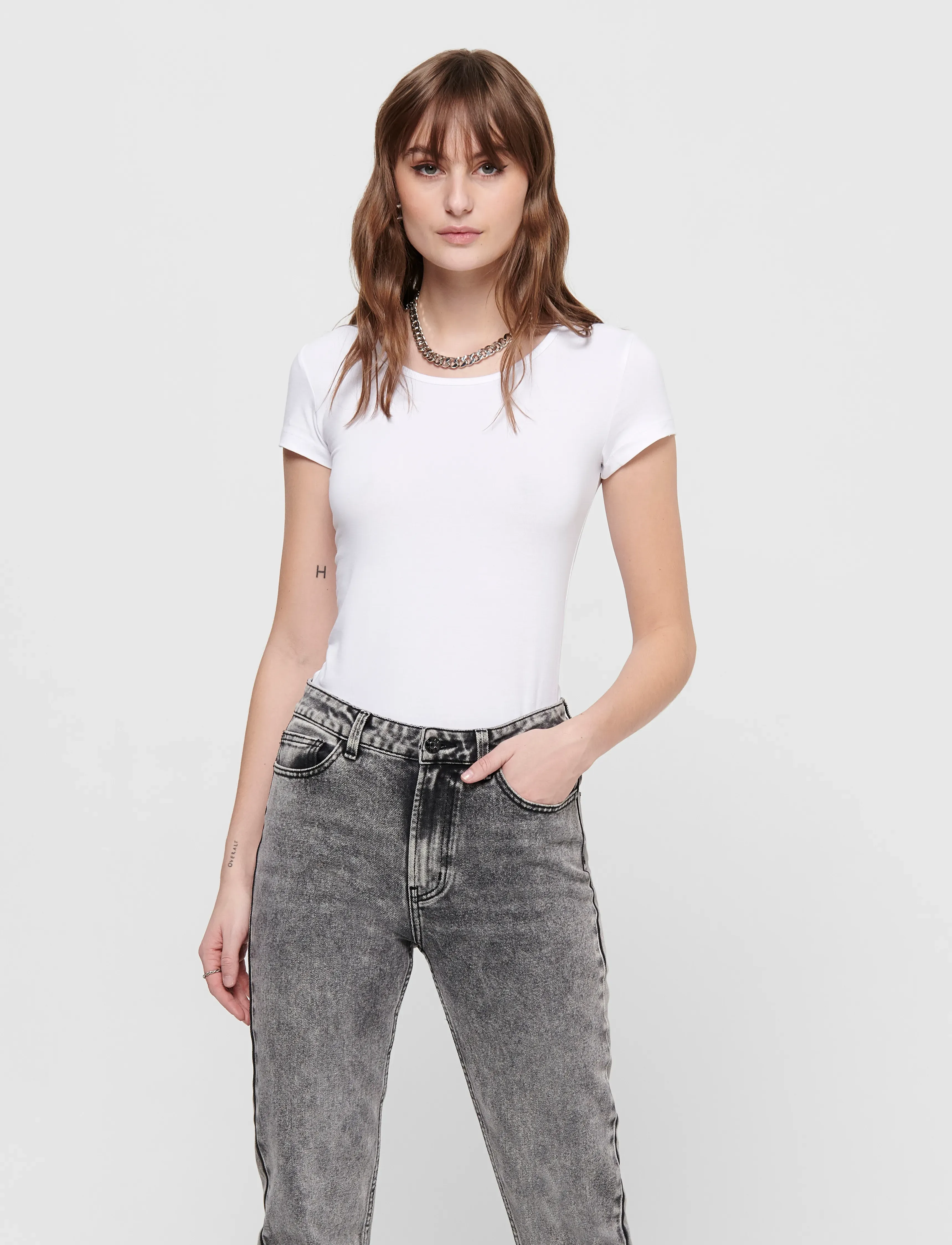 ONLY Onllive Love S/S Oneck Top Noos Jrs, L, T-shirts & Oberteile, Weiß - Short-sleeved, Frauen