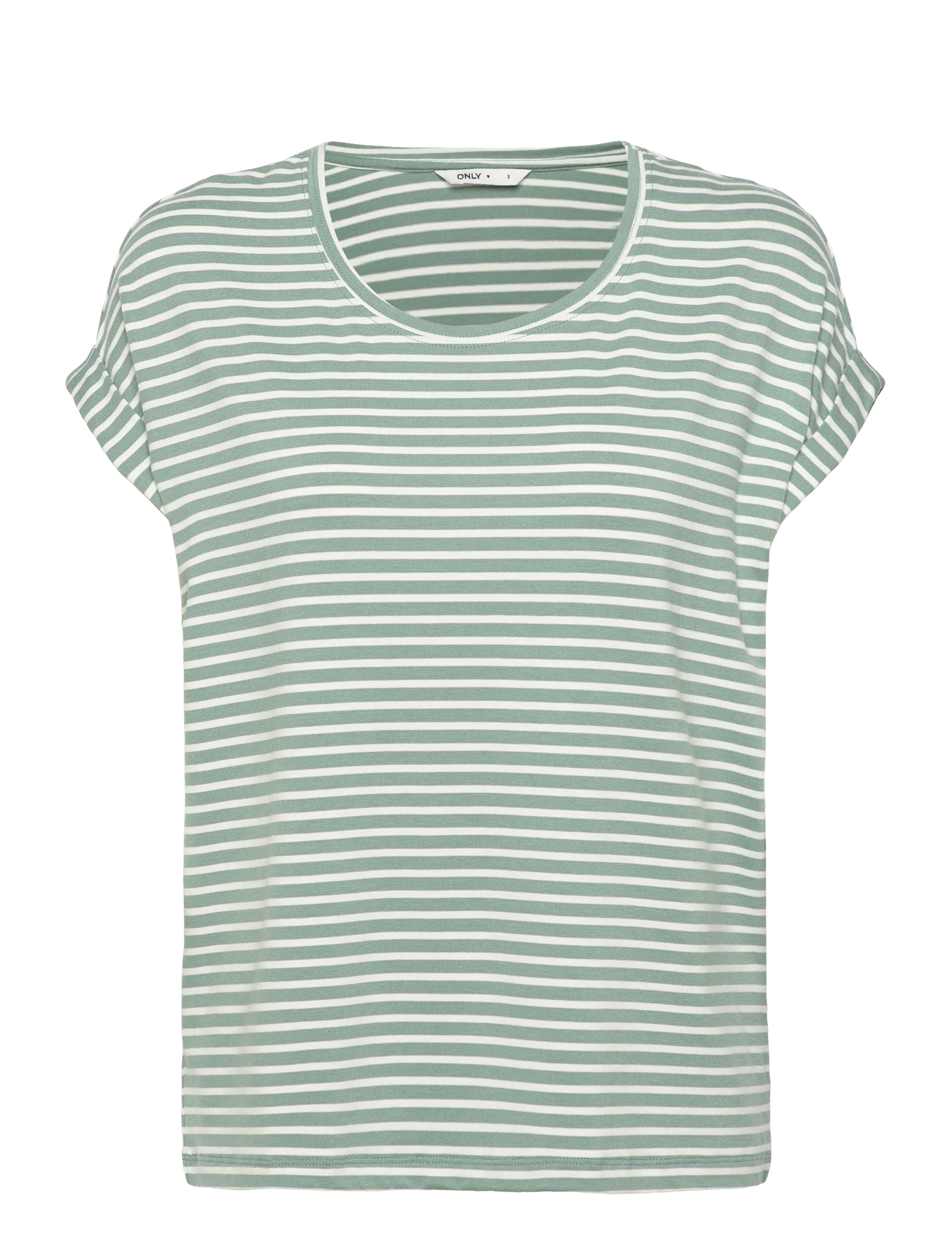 ONLY ONLMOSTER STRIPE S/S O-NECK TOP JRS NOOS - Tøj - JADEITE / green