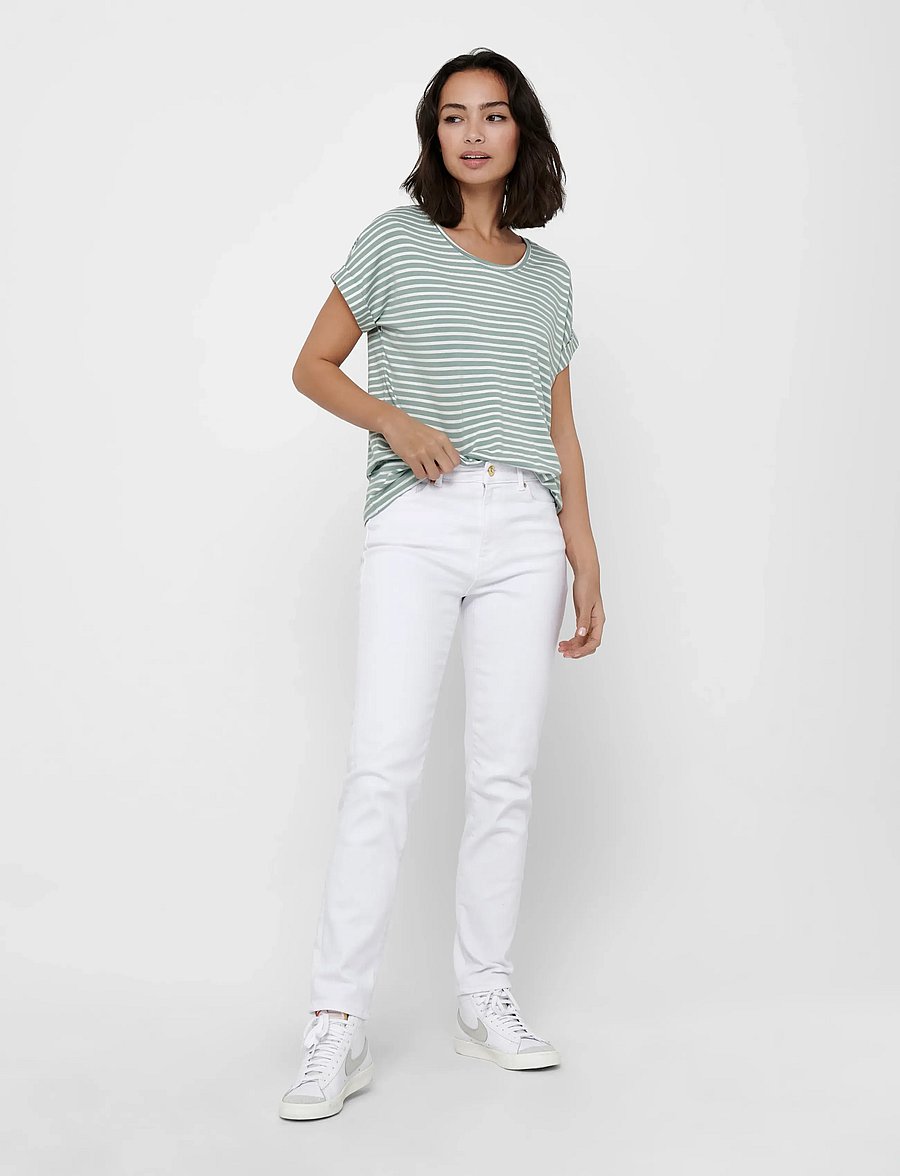 ONLY - ONLMOSTER STRIPE S/S O-NECK TOP JRS NOOS - t-shirts - jadeite - 4